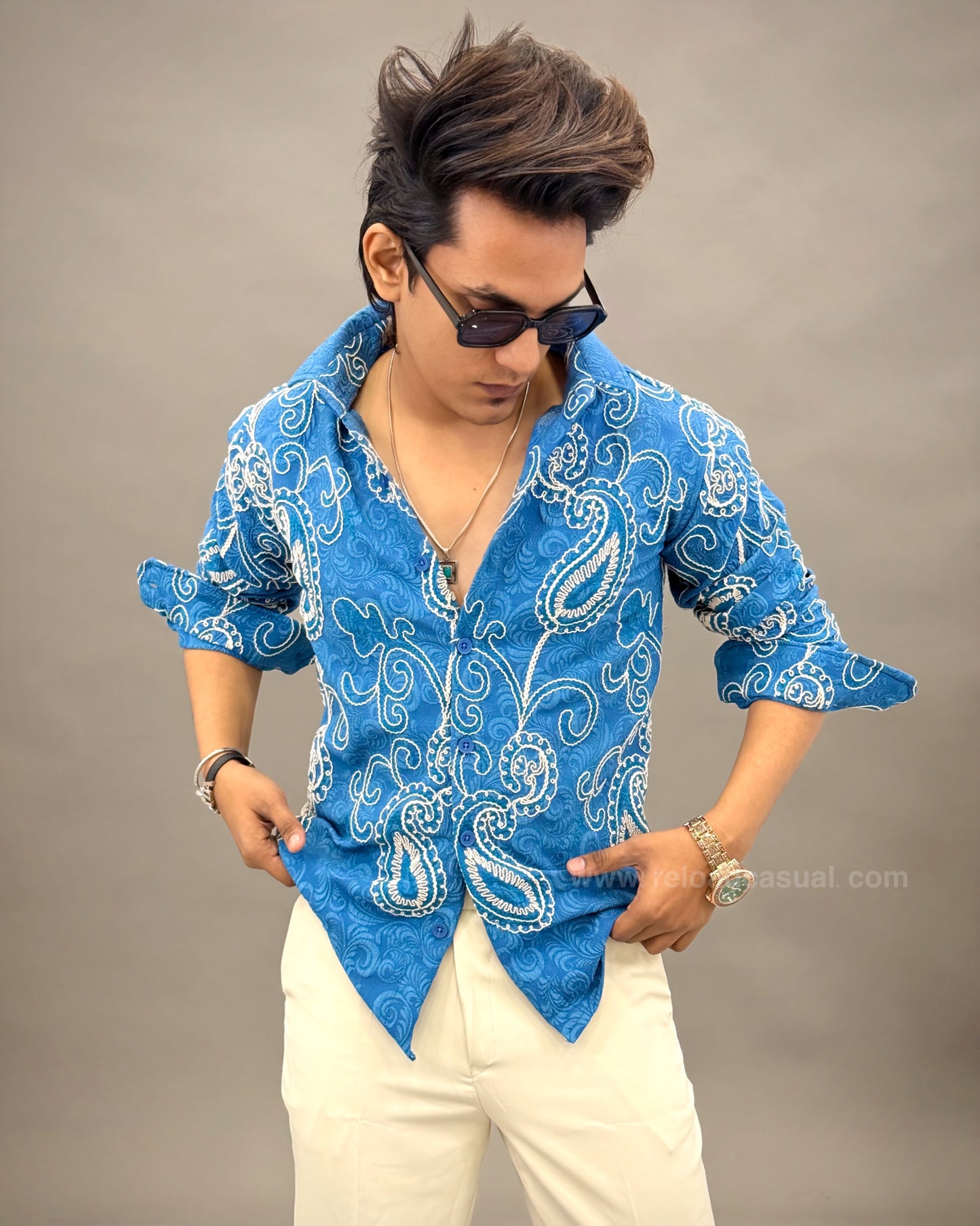 Self Designer fabric embroidery shirt