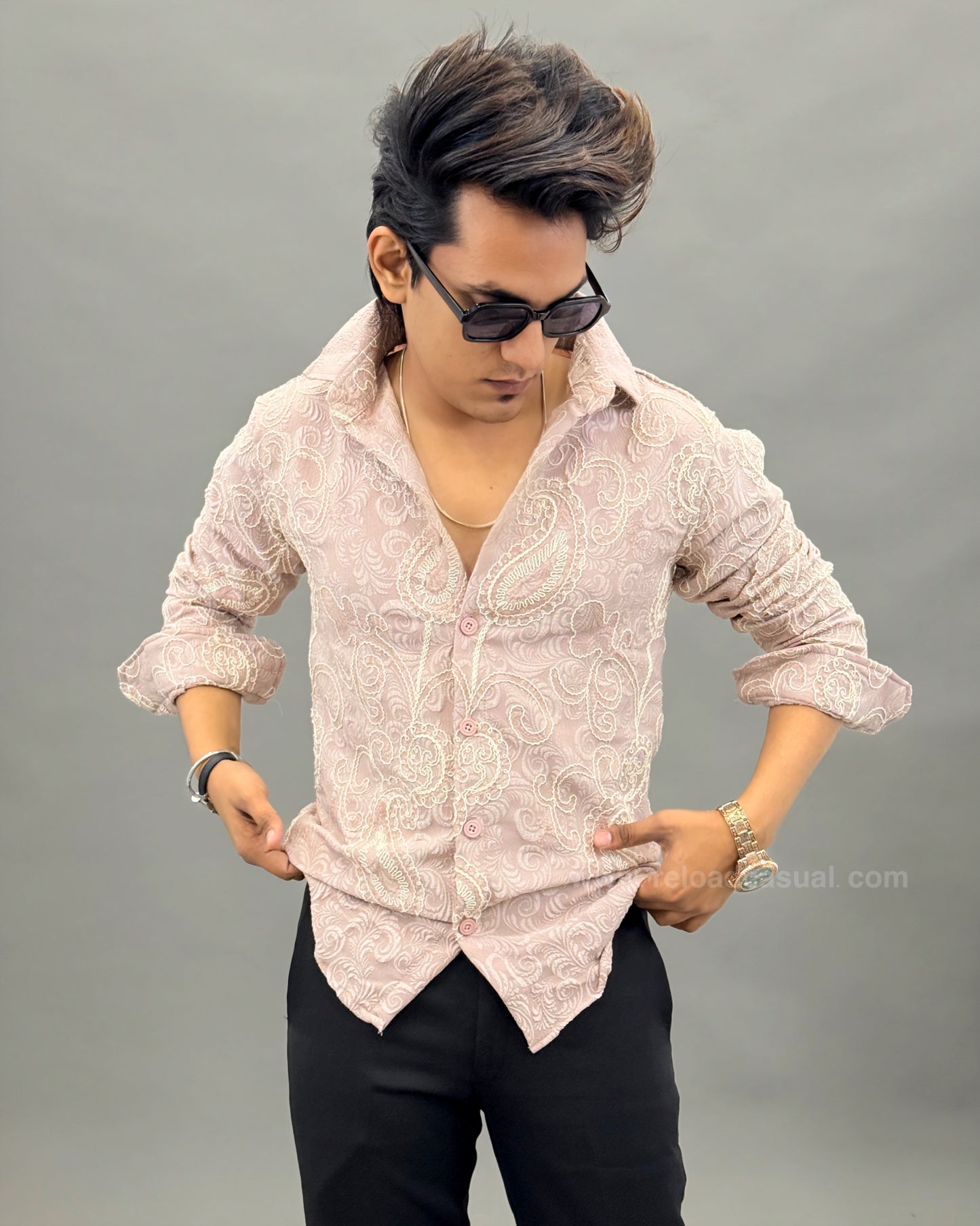 Self Designer fabric embroidery shirt