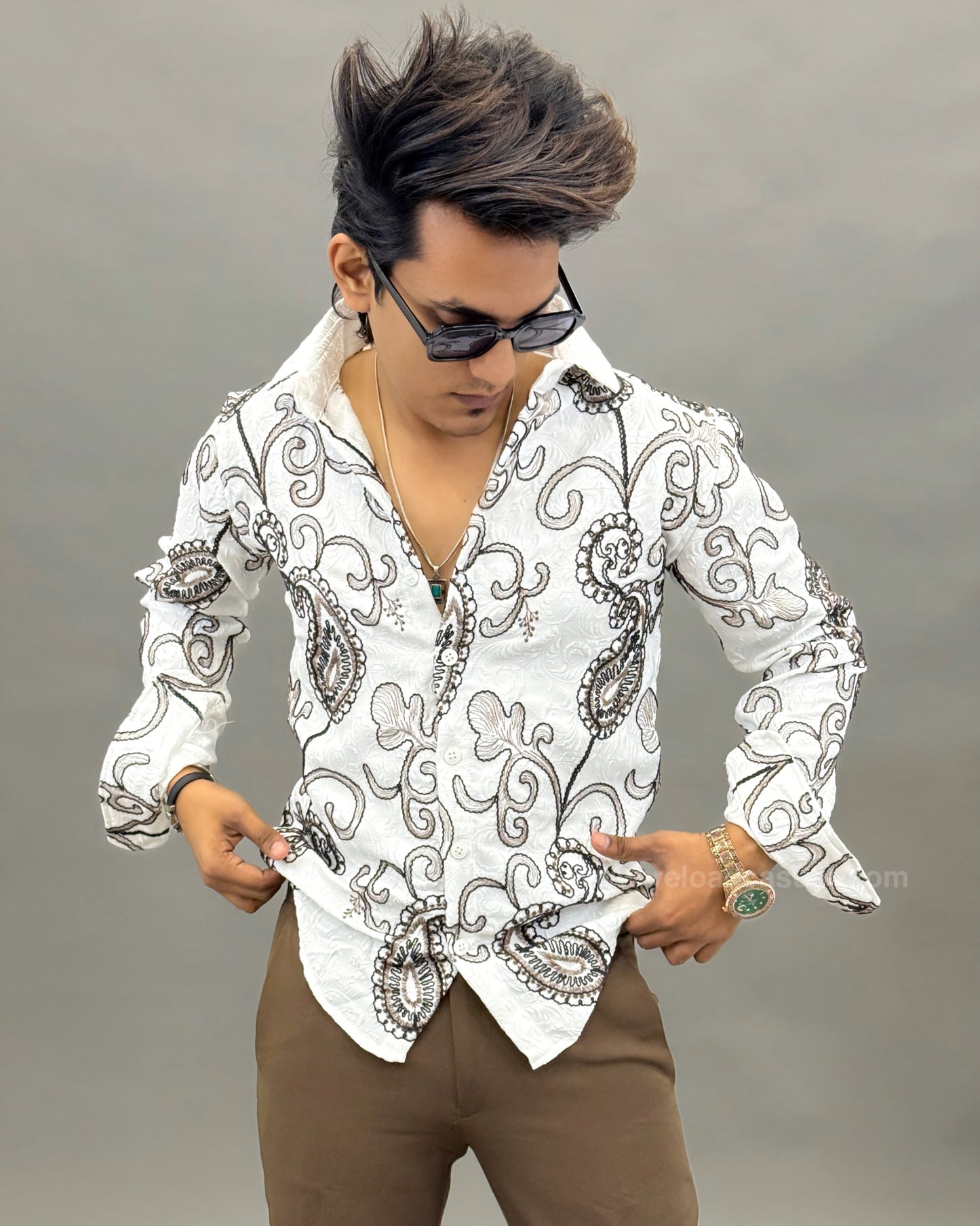Self Designer fabric embroidery shirt