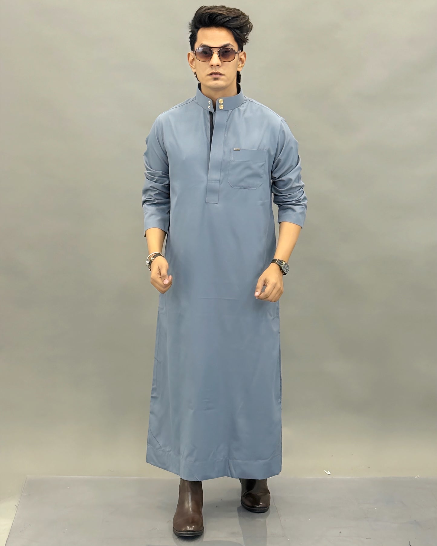 Men’s Ash Grey Cotton Thobe