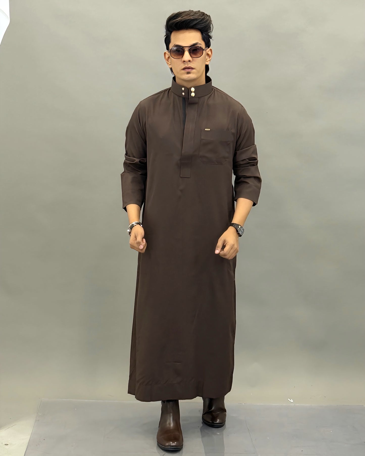 Men’s Dark Brown Cotton Thobe