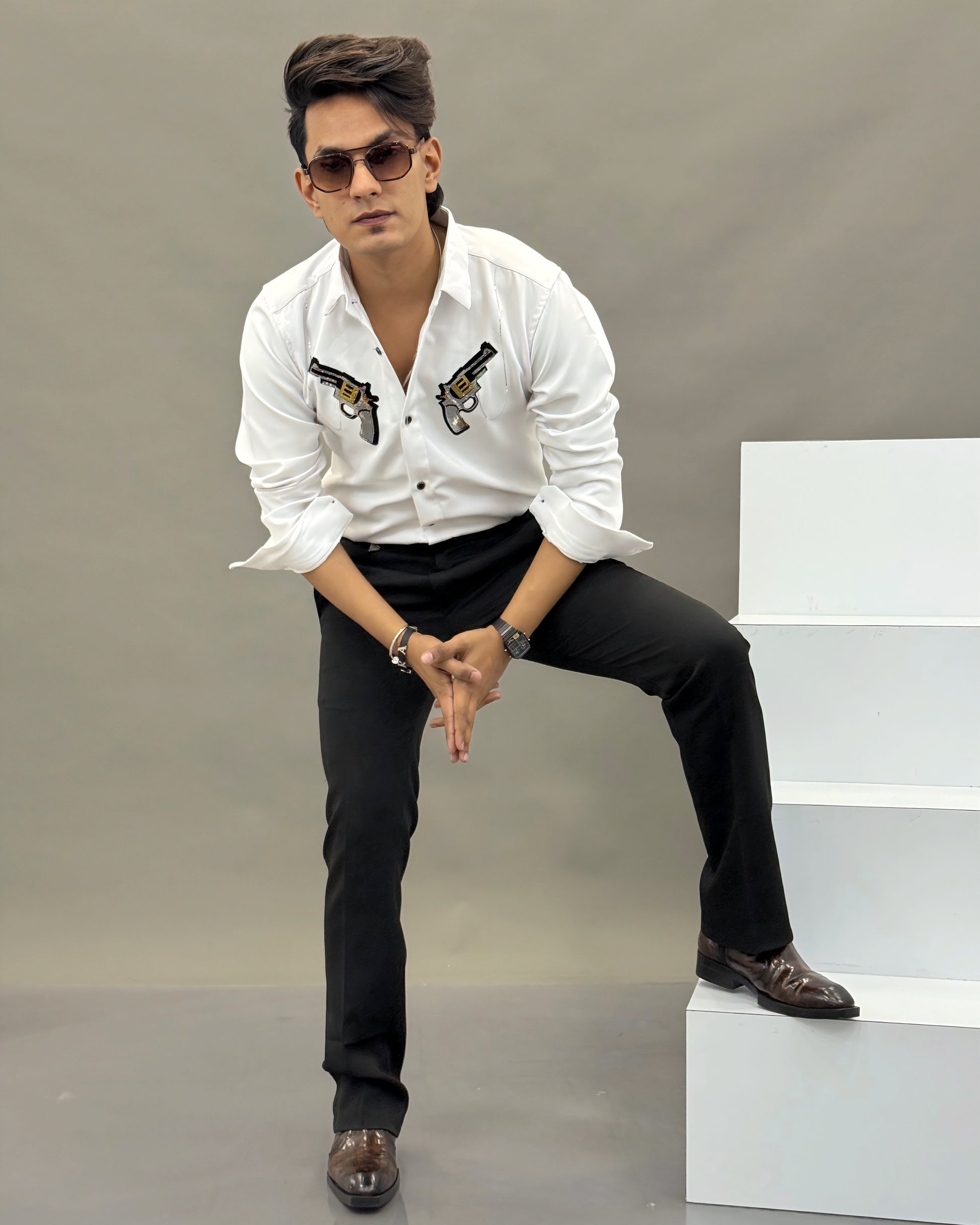gun dress shirt Au Noir Shirts Vasquez Nuovo White