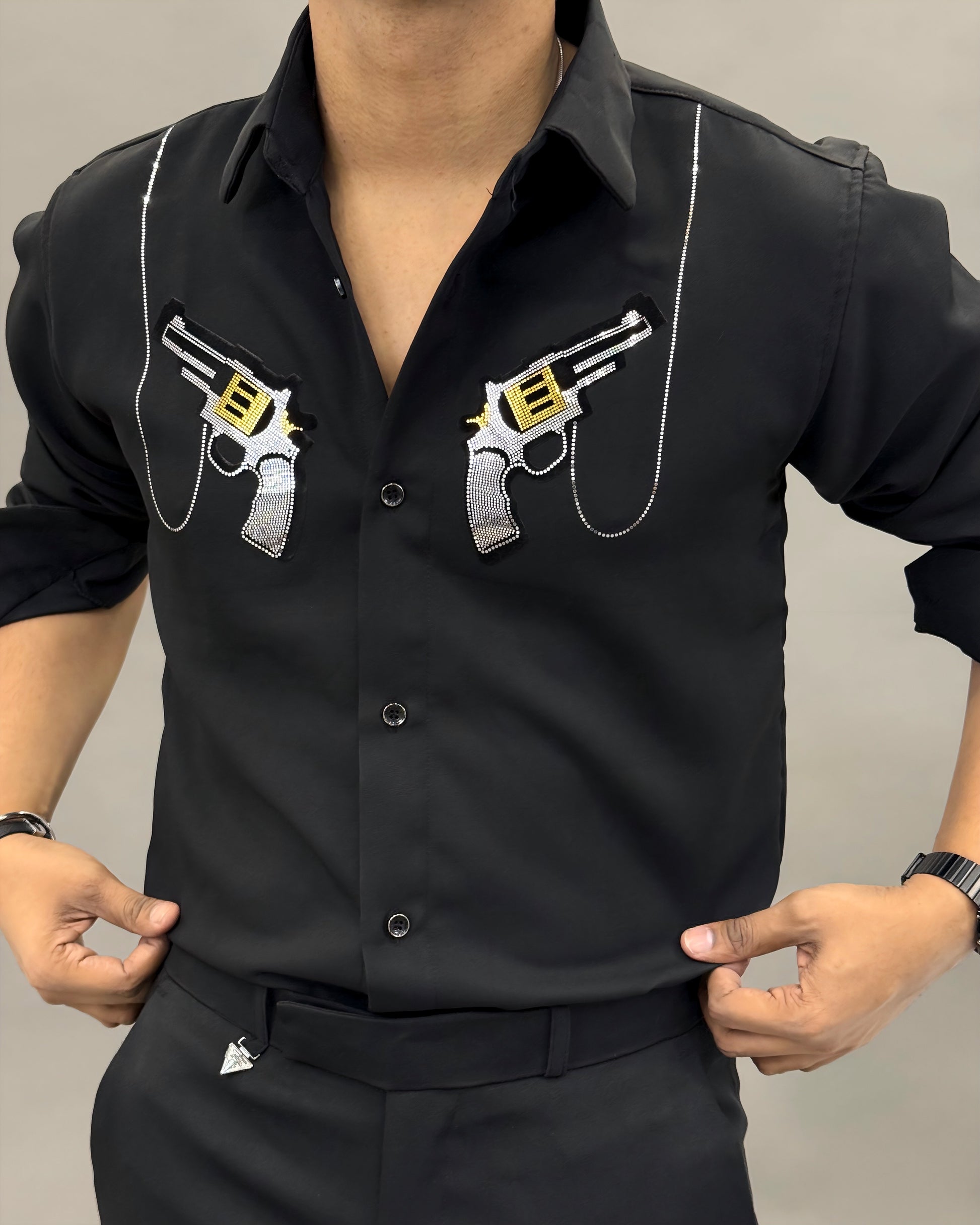 gun dress shirt Amazon.com: Retro Rifle Men's Short Sleeve Button Down Shirt - Grayman