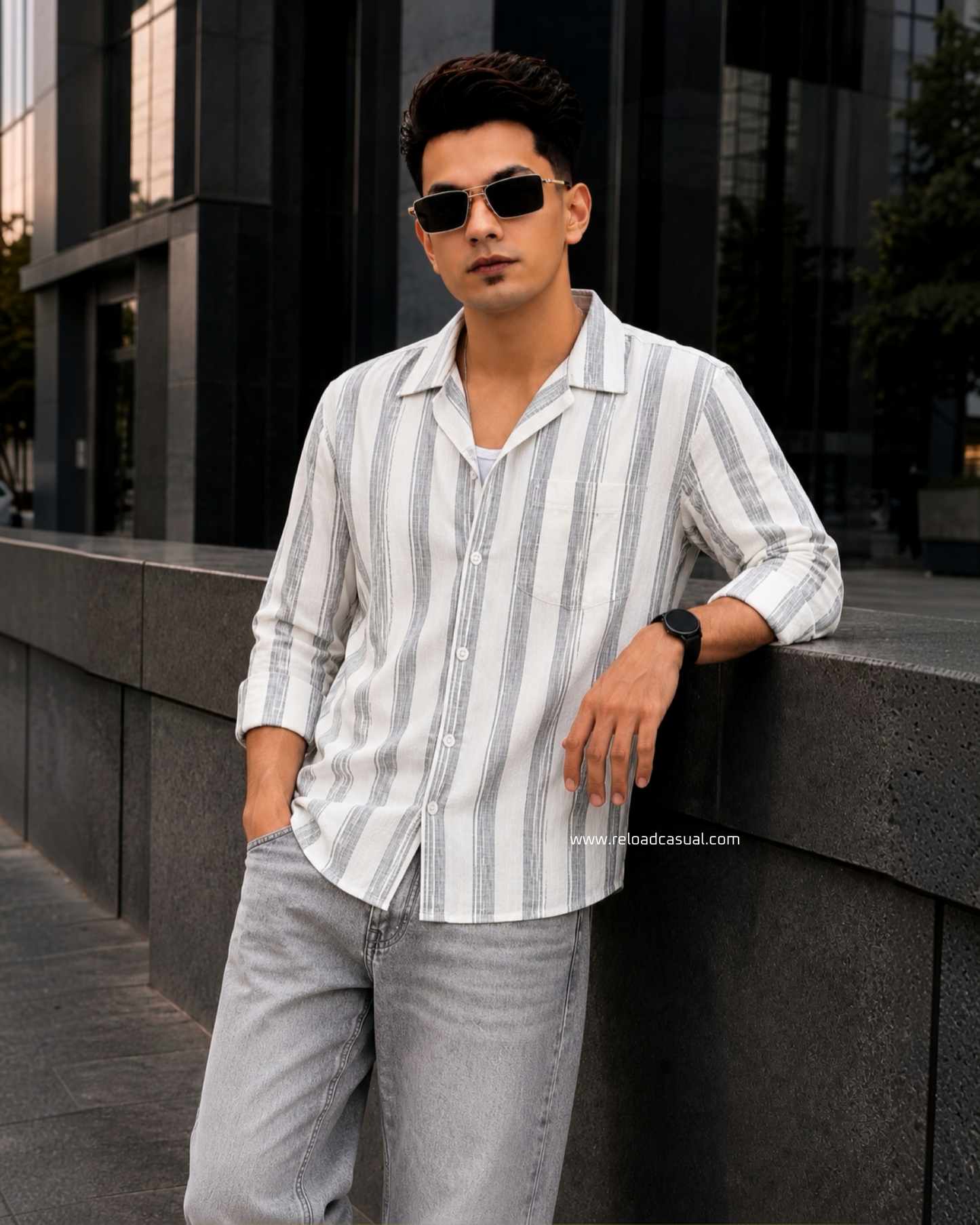 Men's Linen Multi-Stripe Vertical Shirt