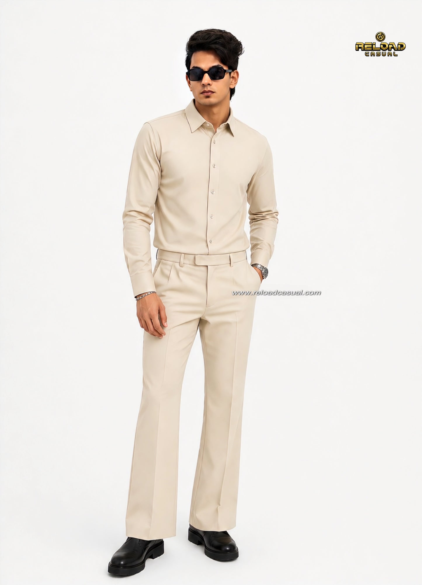 Men's Bootcut Trousers Shirt Co-ord Set