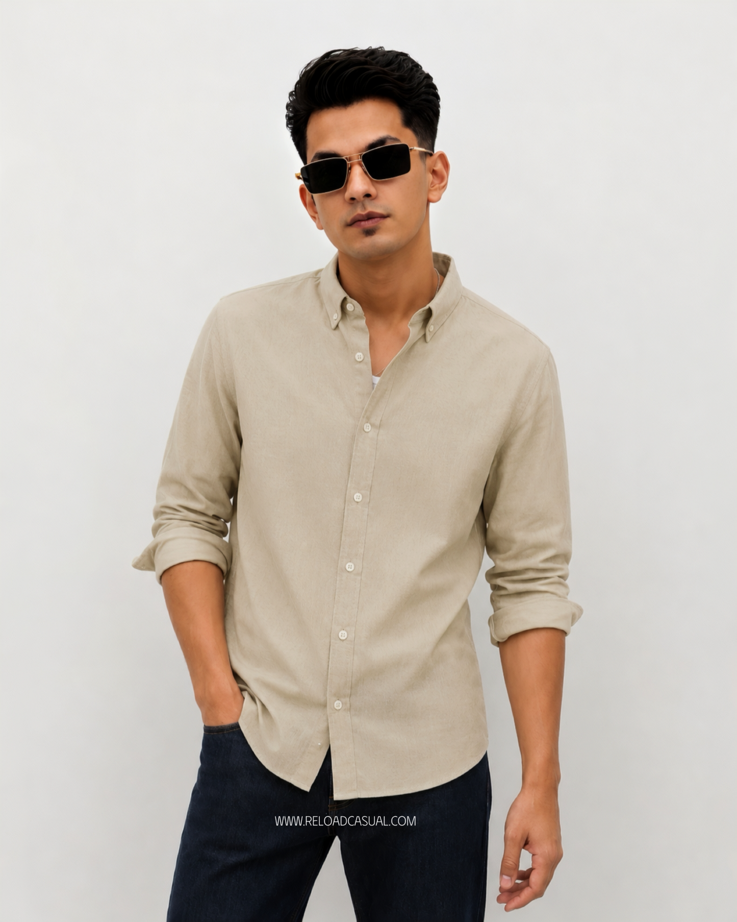 Men's Textured Linen Slim Fit Shirt