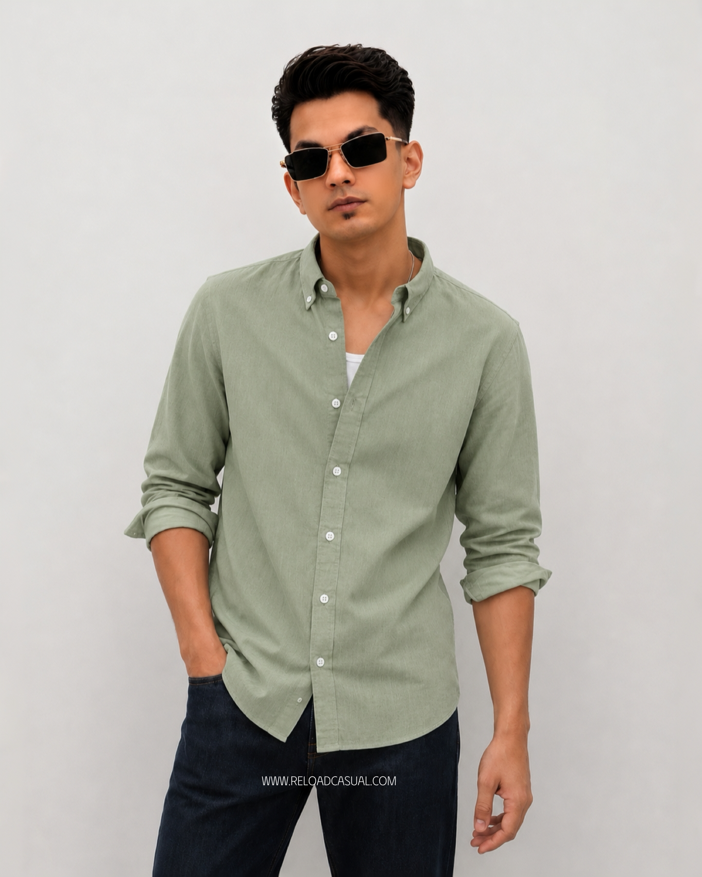 Men's Solid Slub Linen Fit Shirt