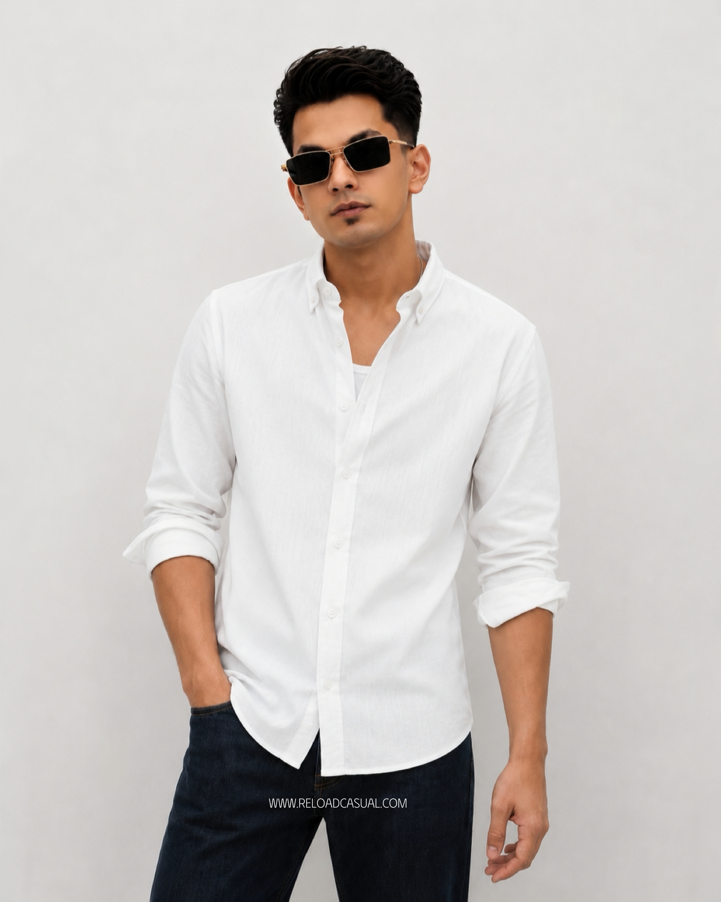 Men's Solid Slub Linen Fit Shirt