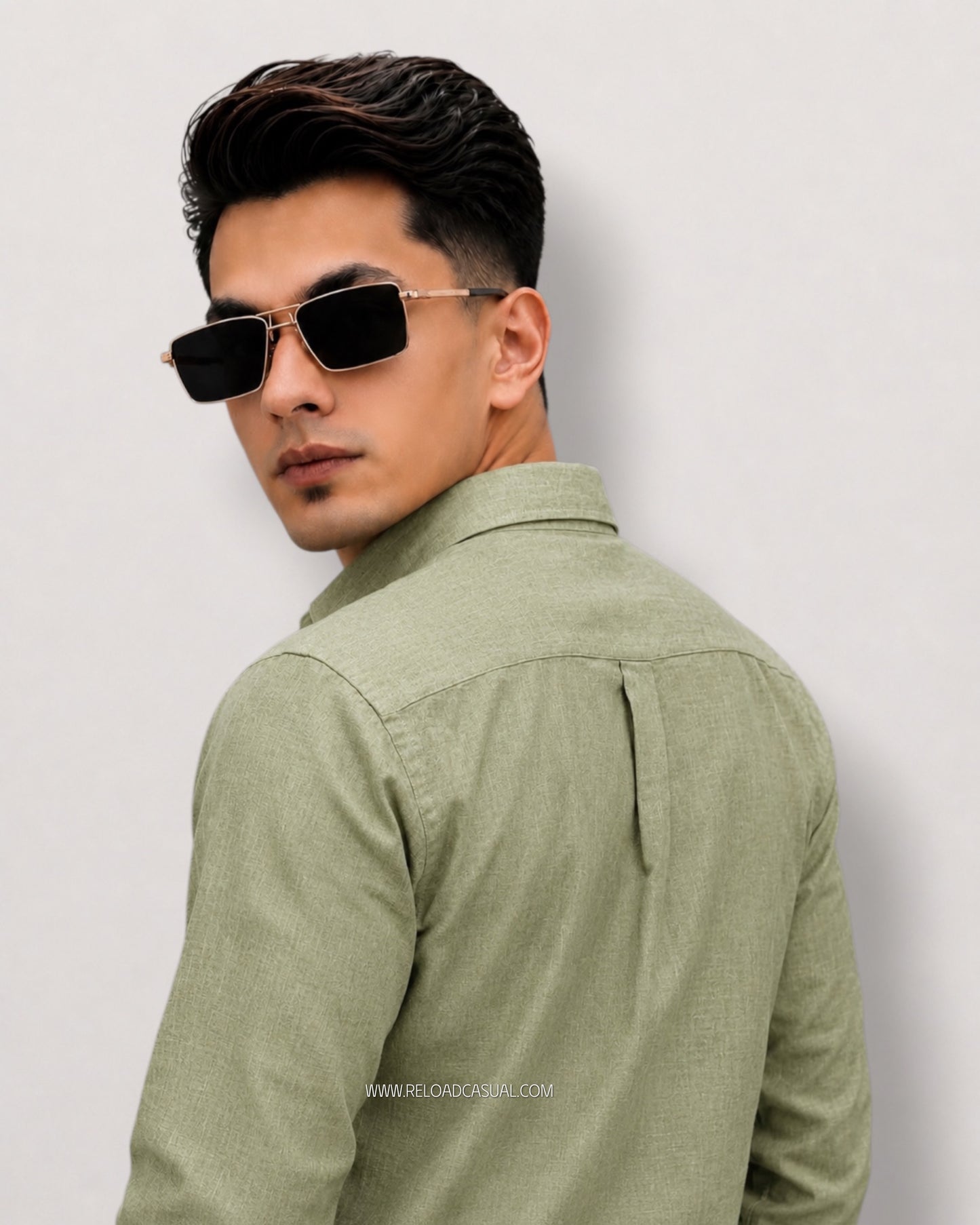 Men's Textured Linen Slim Fit Shirt