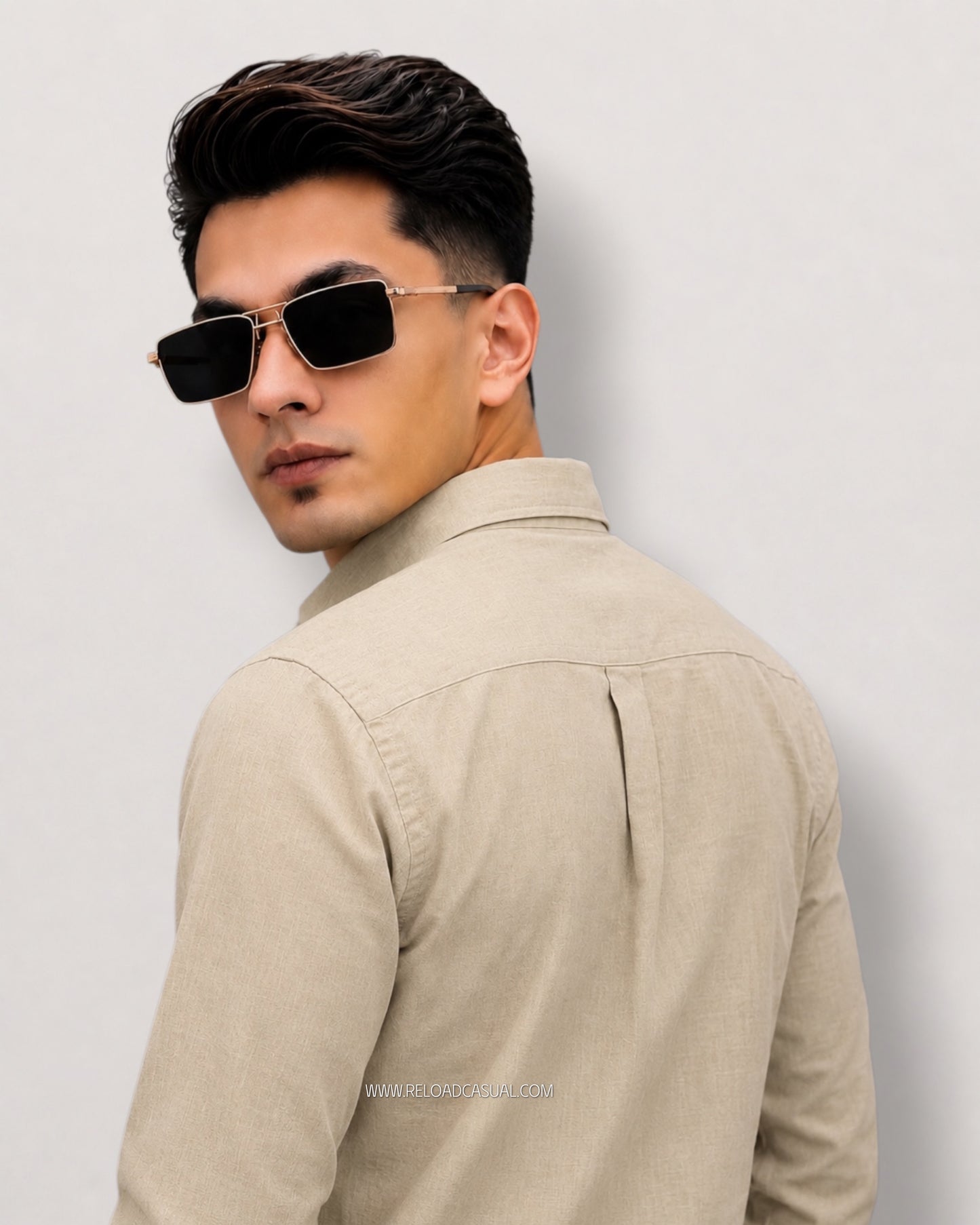 Men's Textured Linen Slim Fit Shirt