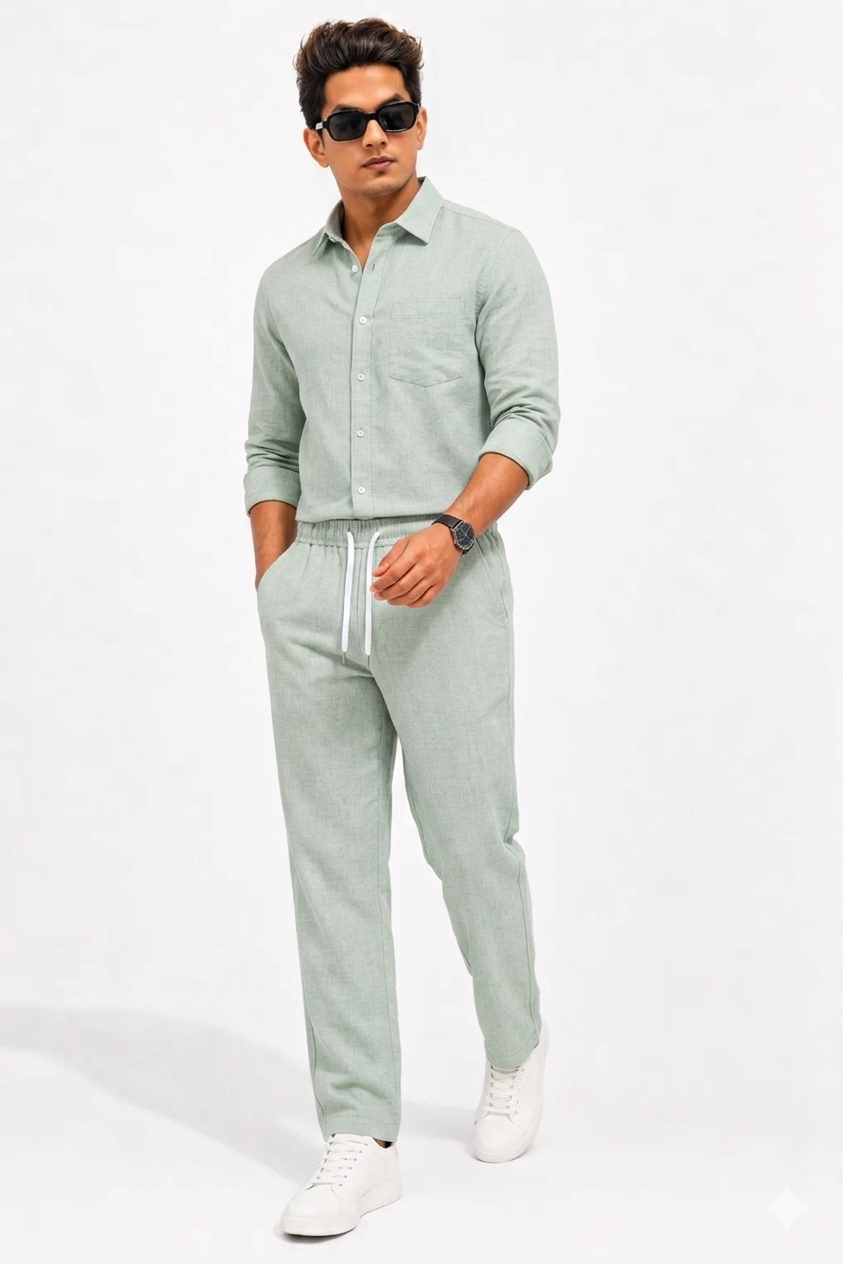 Summer Comfort Pocket Linen Tracksuit Set