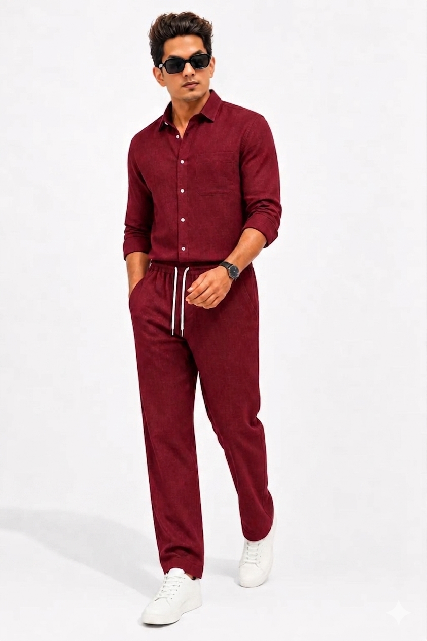 Summer Comfort Pocket Linen Tracksuit Set