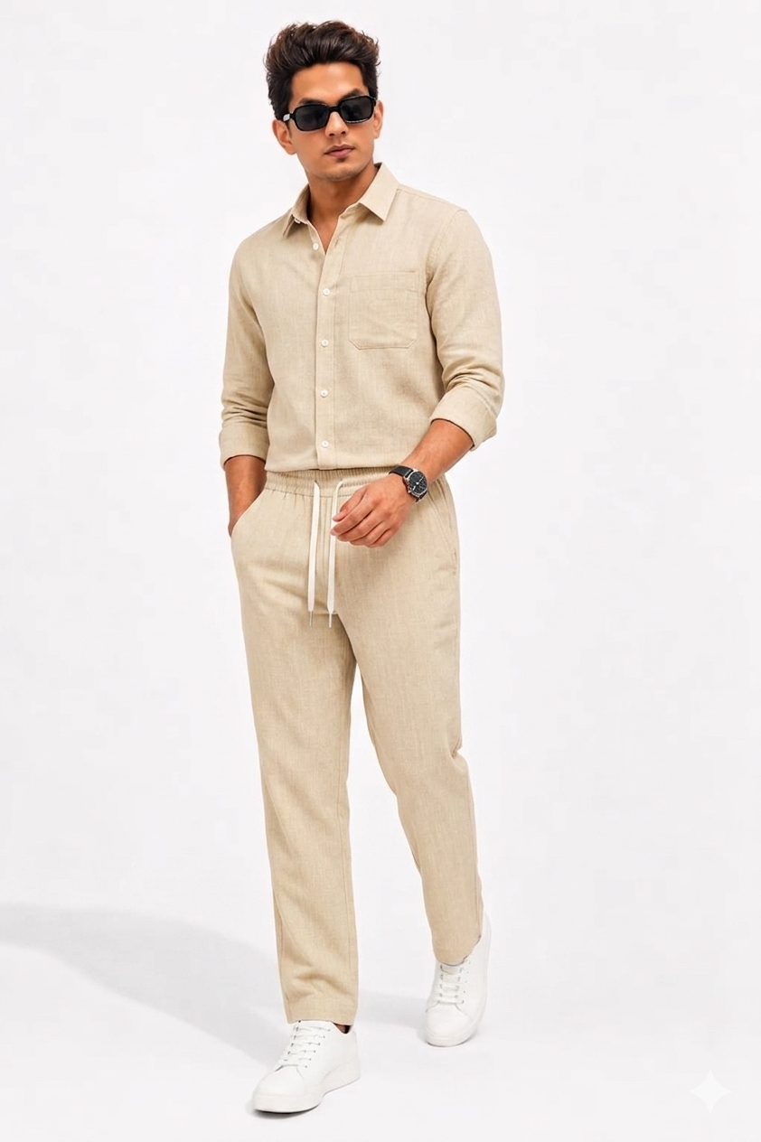 Summer Comfort Pocket Linen Tracksuit Set