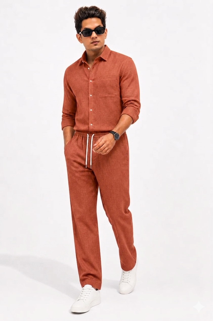 Summer Comfort Pocket Linen Tracksuit Set