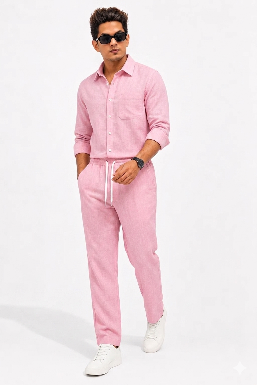 Summer Comfort Pocket Linen Tracksuit Set