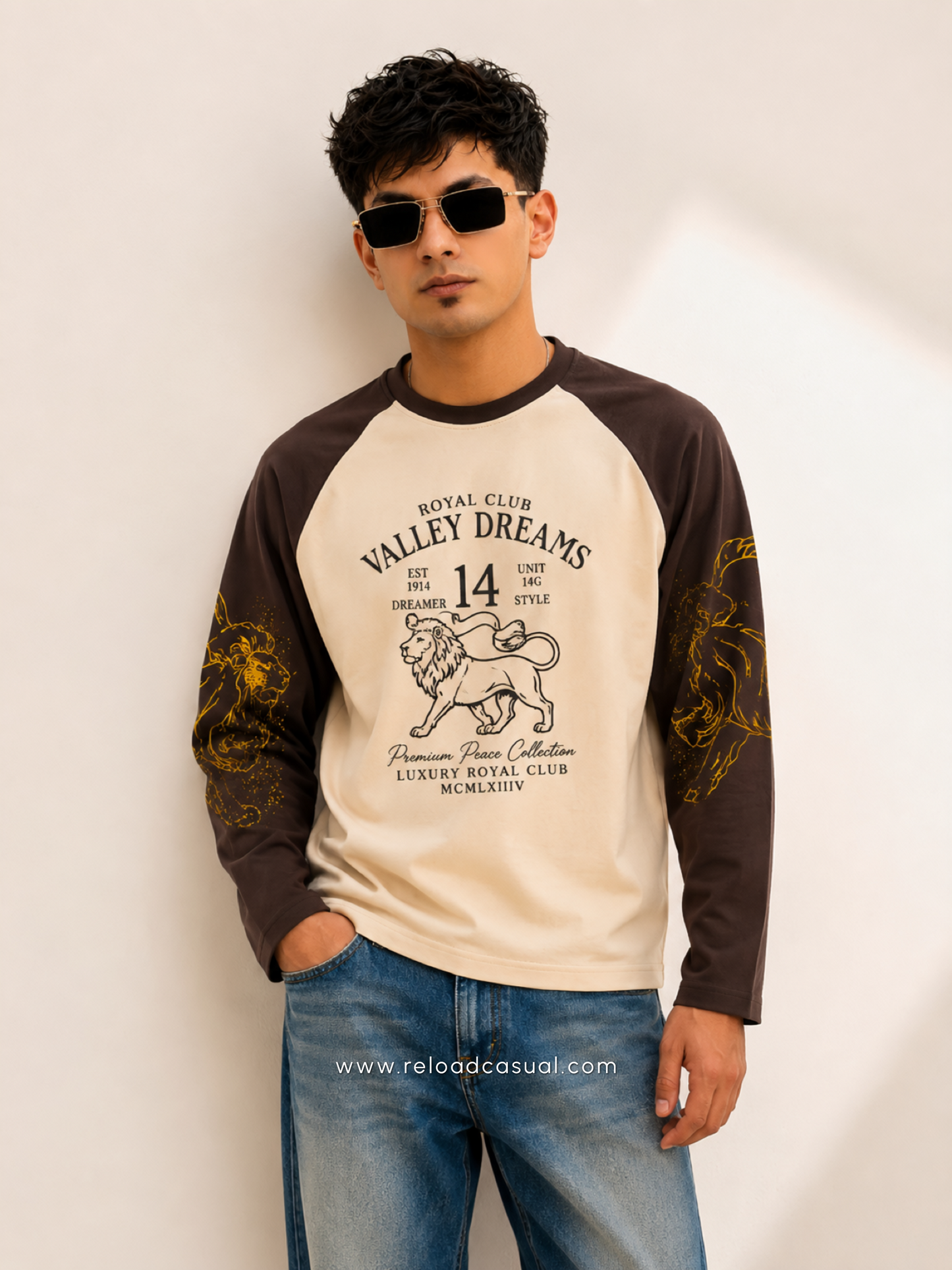 Valley Dreams Lion Waffle Knit Boxy Fit T-Shirt