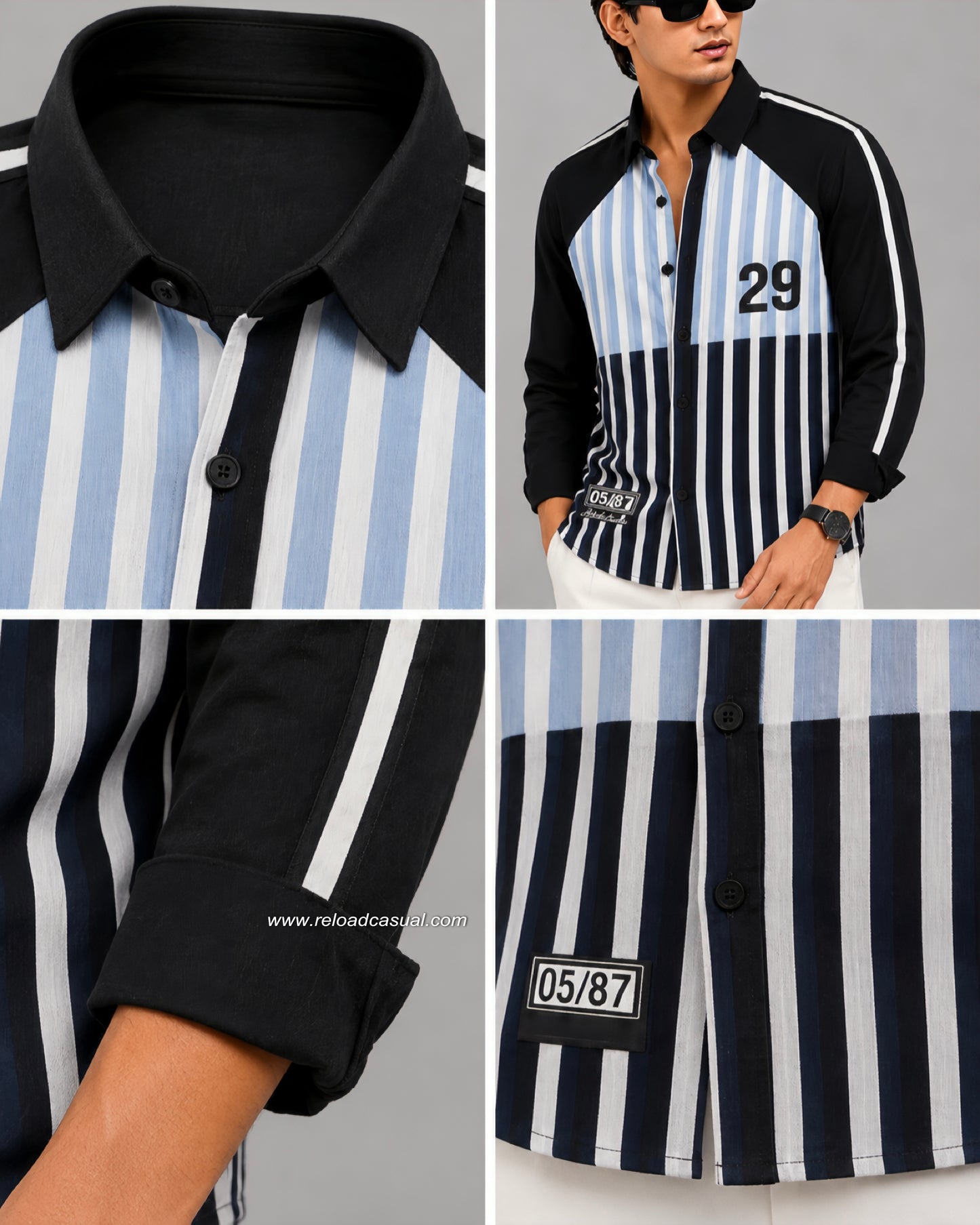 Men's Denim Striped Casual Shirt