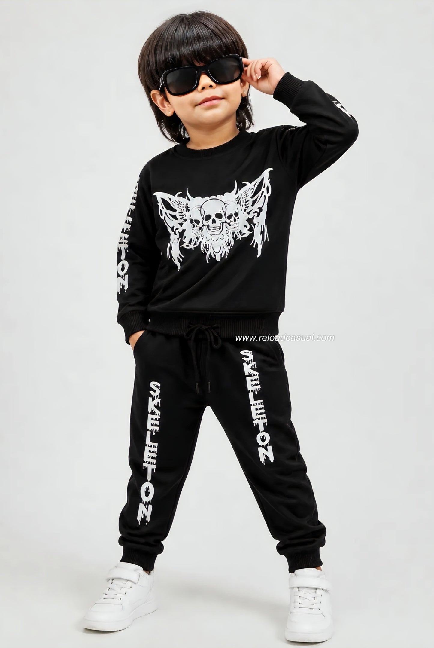 Kids Skull Print Tracksuit Set