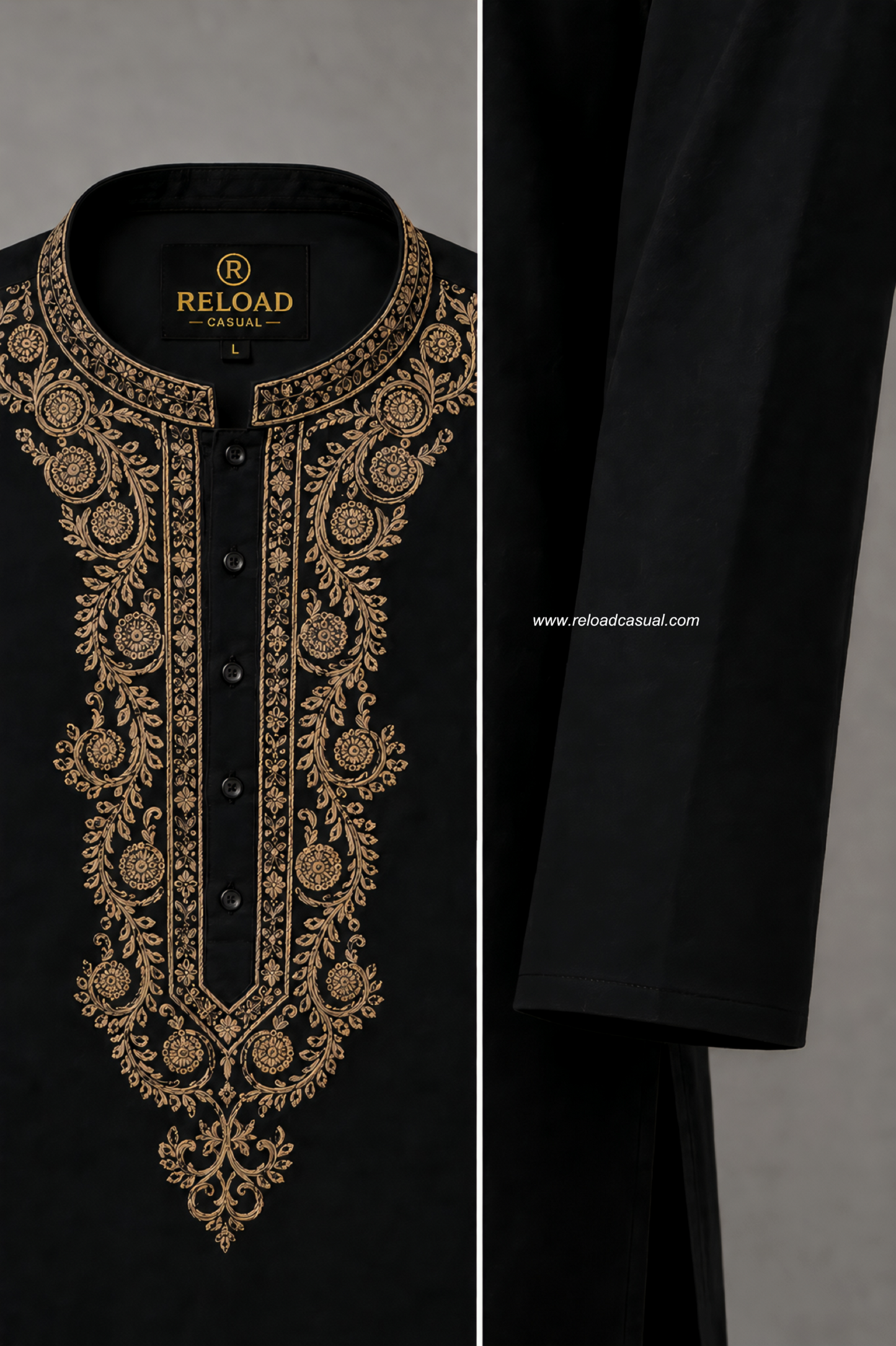 Black Zari Embroidered Kurta Set