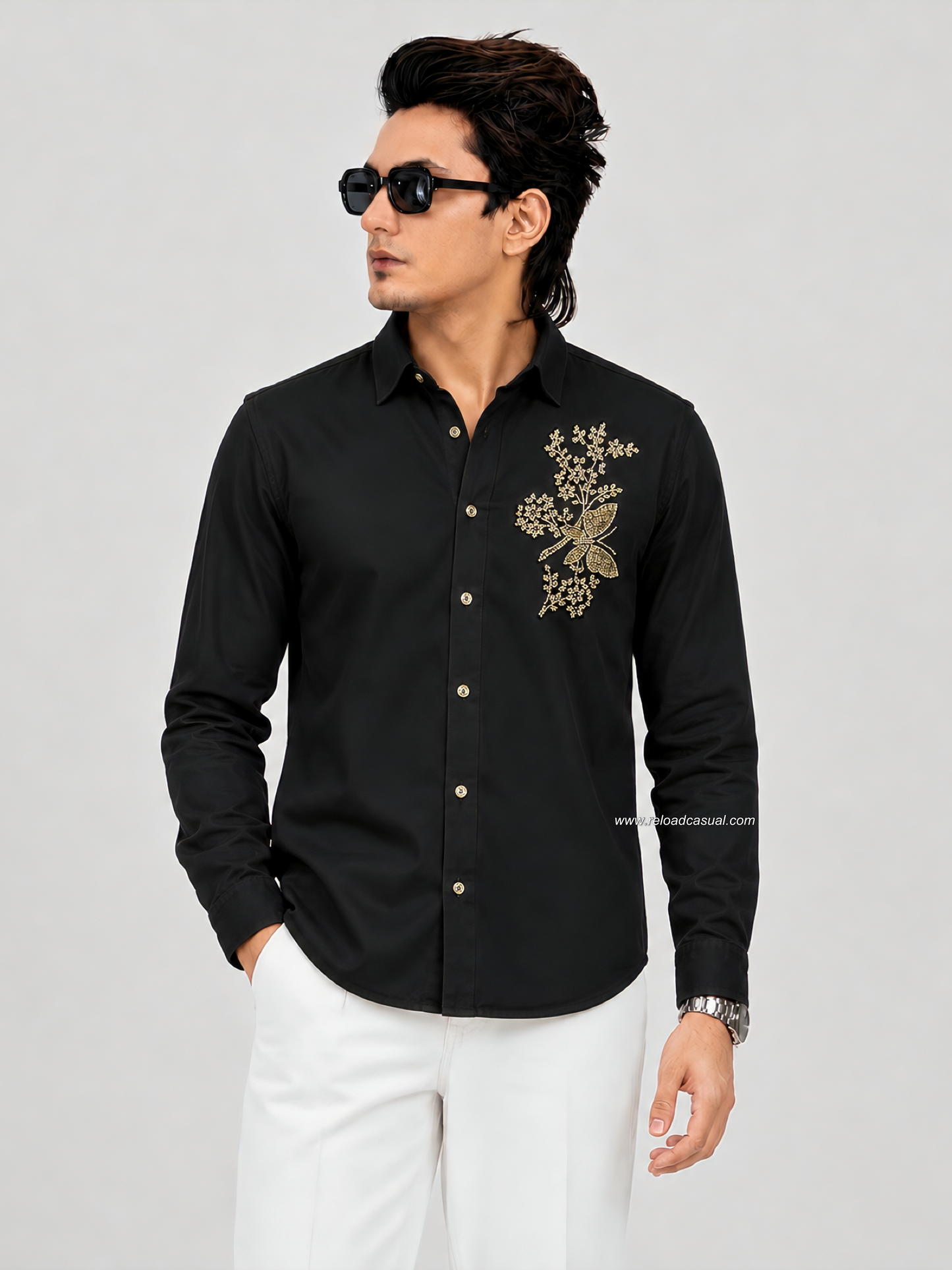 Elite Butterfly Floral Diamond Patch Lachka Shirt