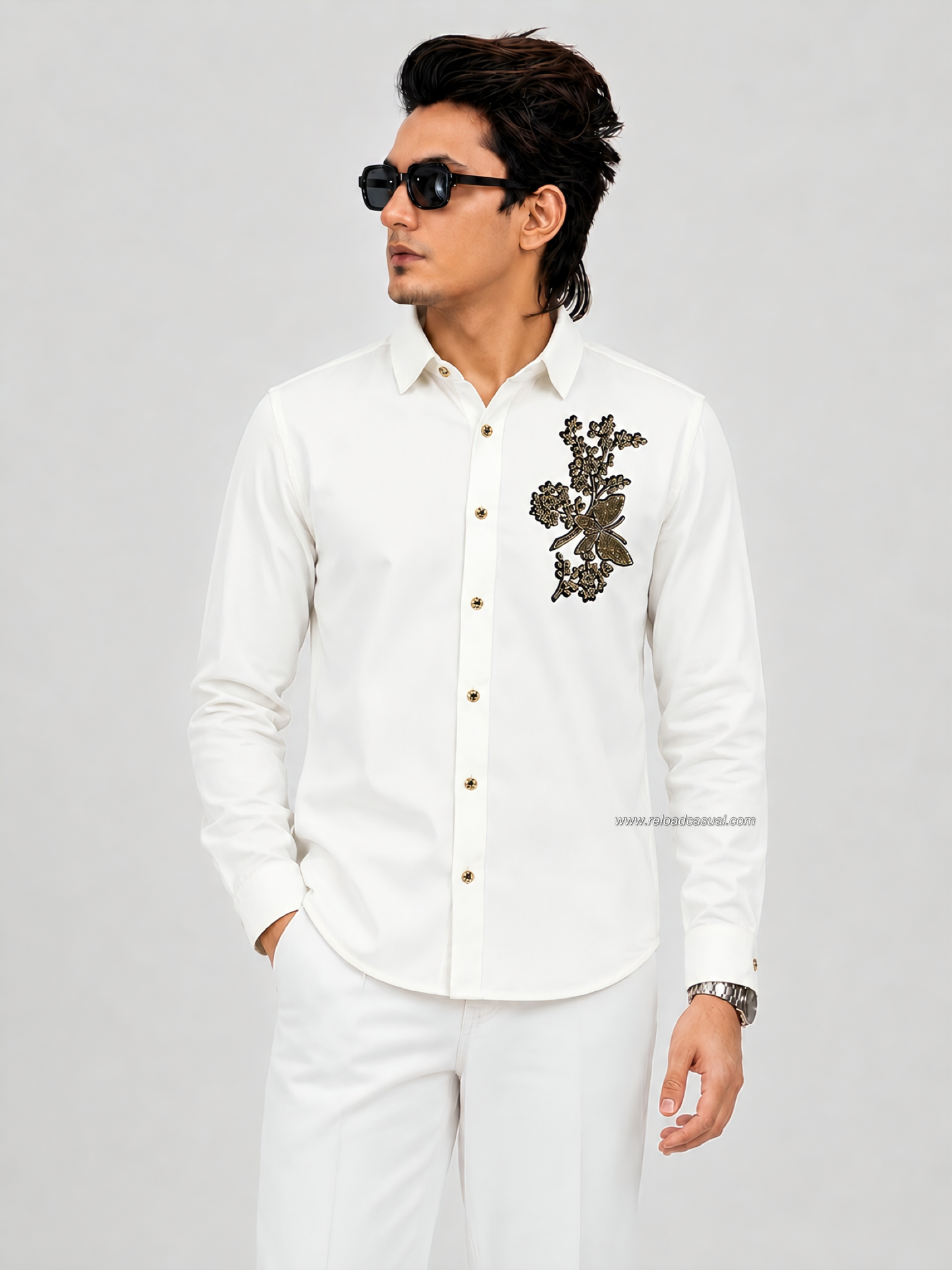Elite Butterfly Floral Diamond Patch Lachka Shirt
