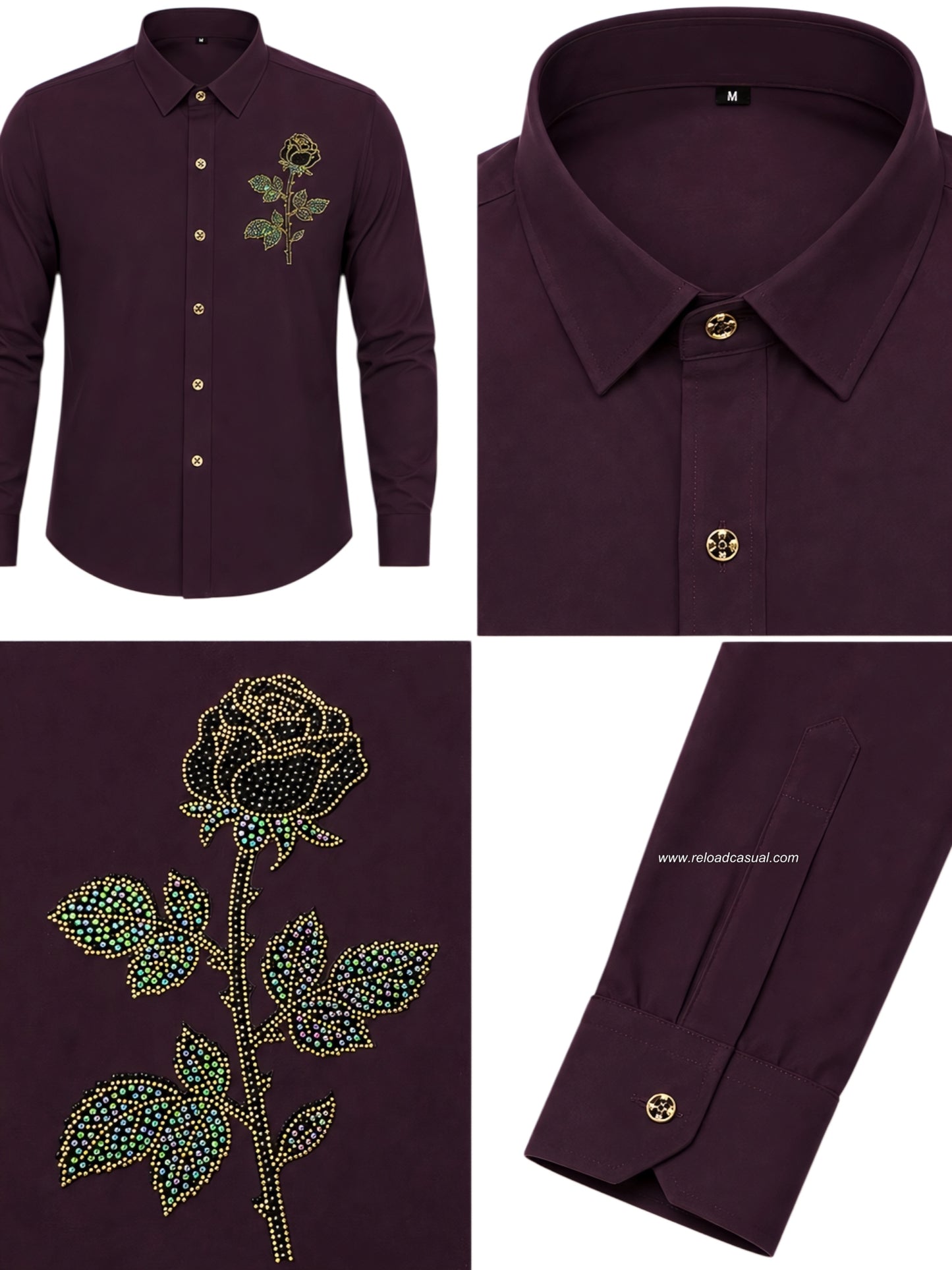 Elite Rose Shaped Flower Diamond Patch Lachka Shirt