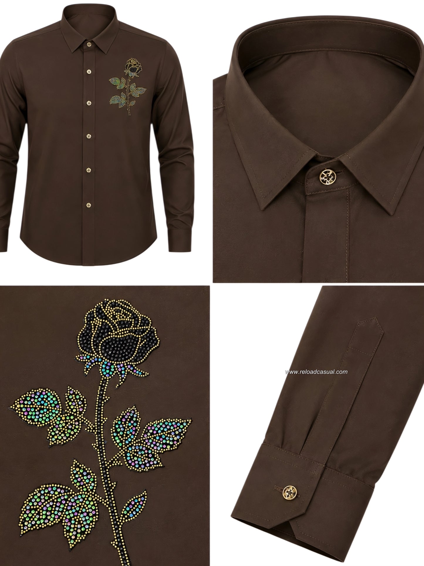 Elite Rose Shaped Flower Diamond Patch Lachka Shirt