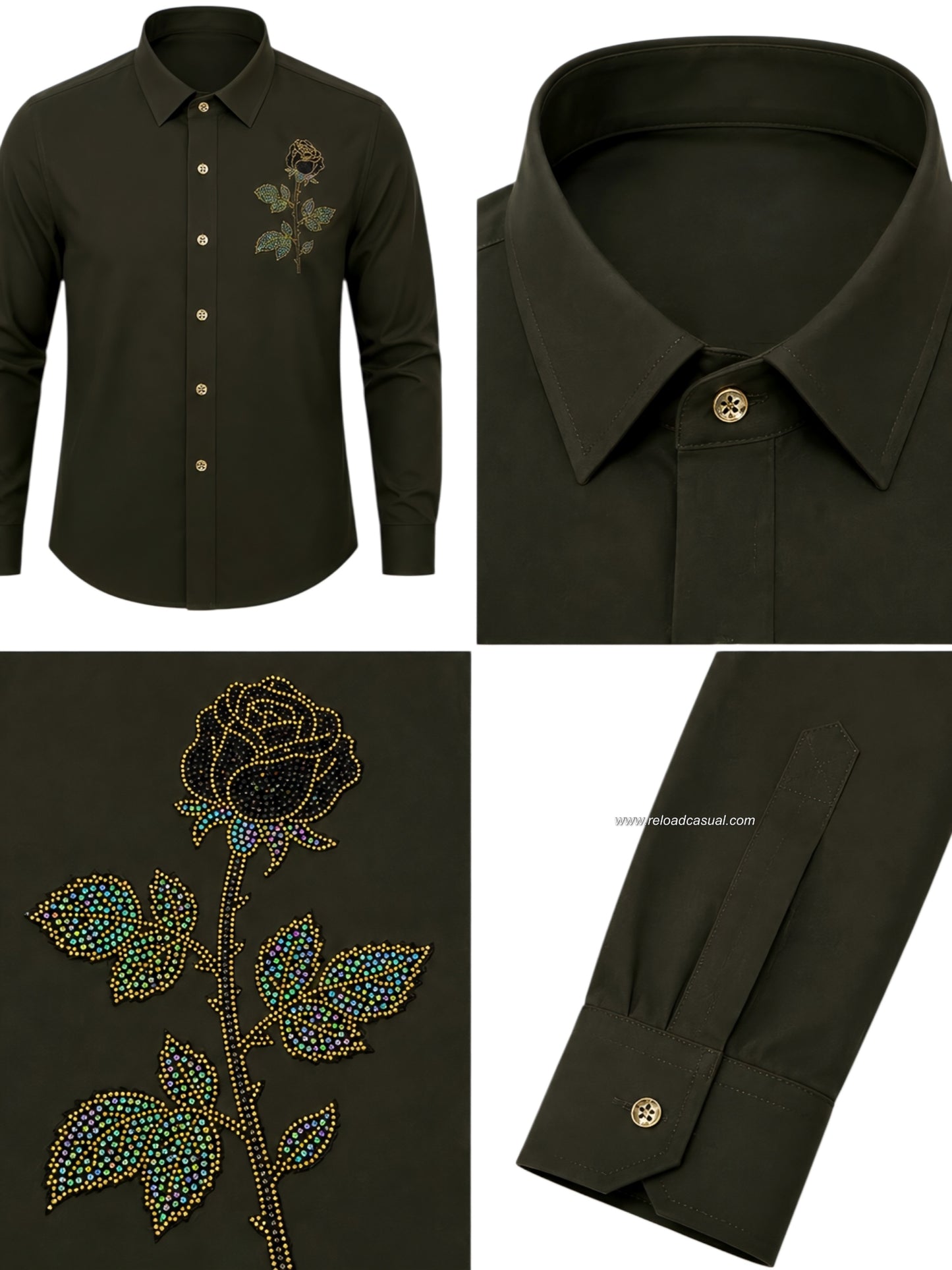 Elite Rose Shaped Flower Diamond Patch Lachka Shirt