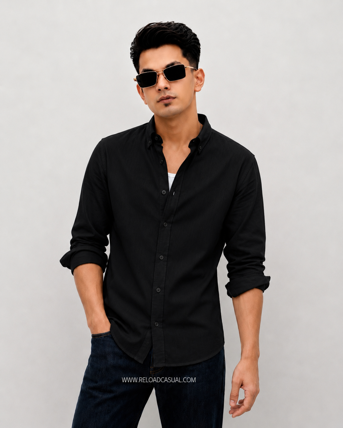 Men's Solid Slub Linen Fit Shirt