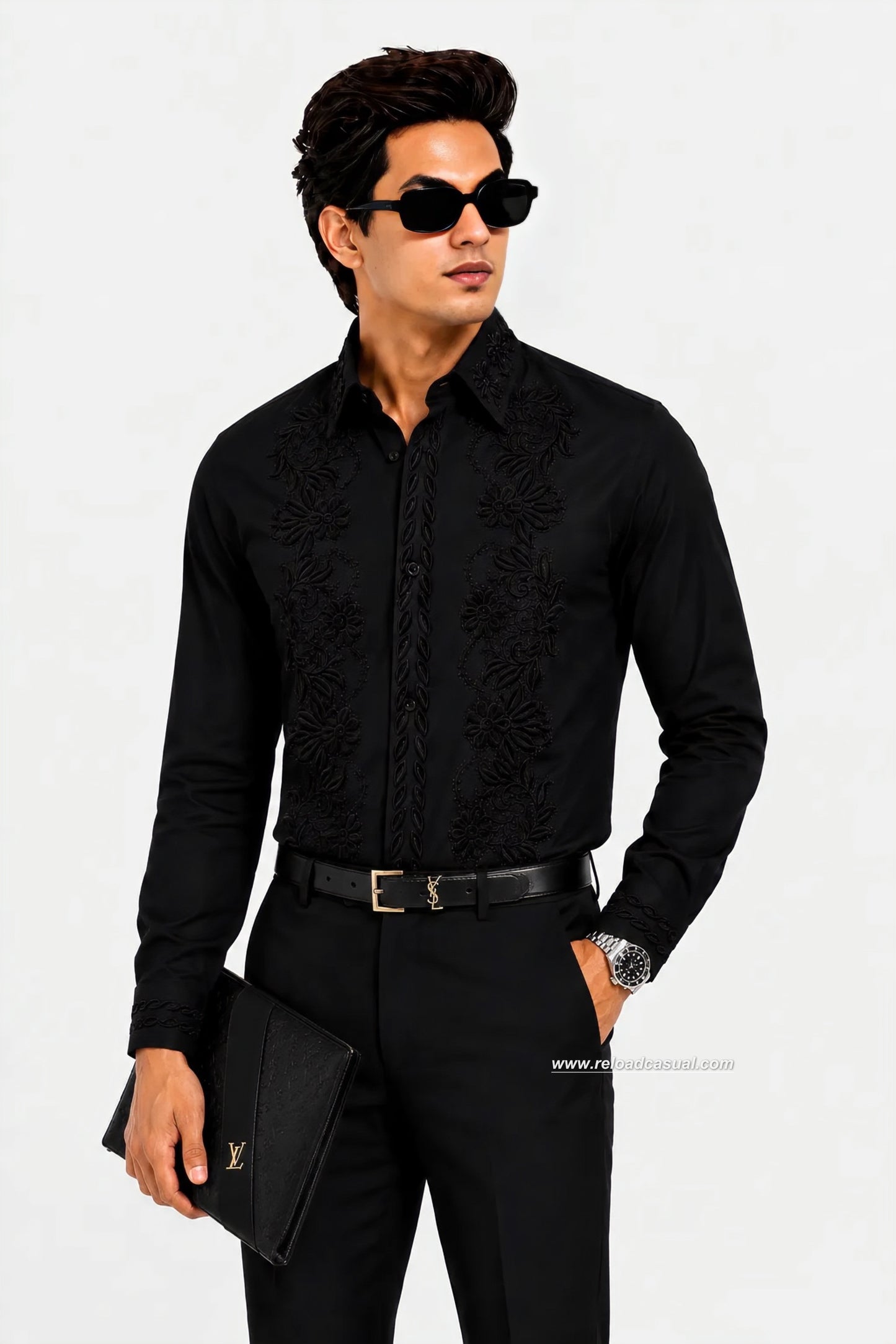 Floral Velvet Flocking Diamond Shirt