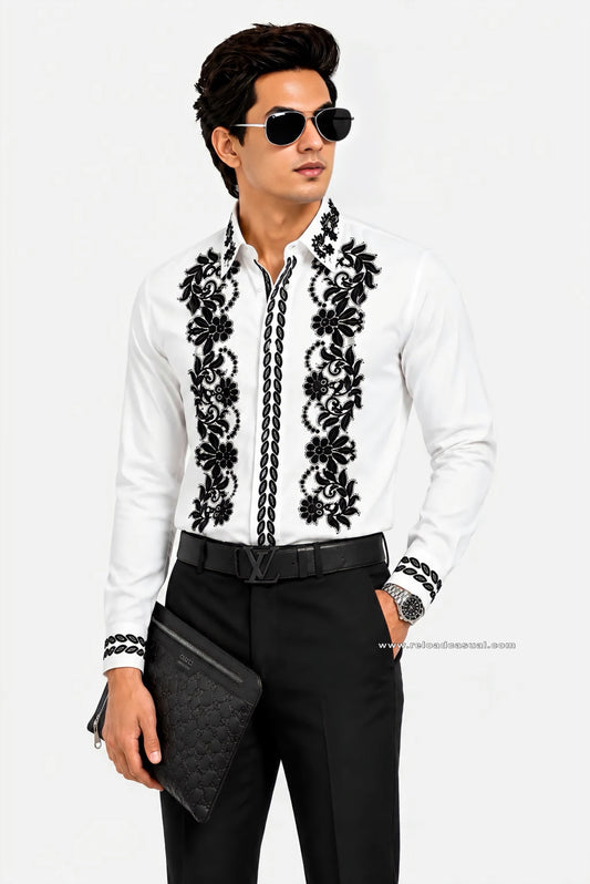 Floral Velvet Flocking Diamond Shirt