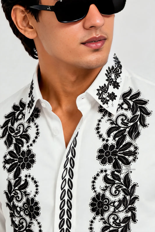 Floral Velvet Flocking Diamond Shirt