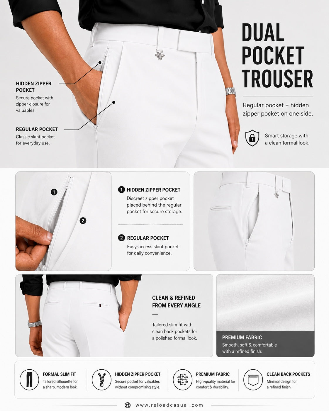 Hidden Zip Pocket Adjustable Pant