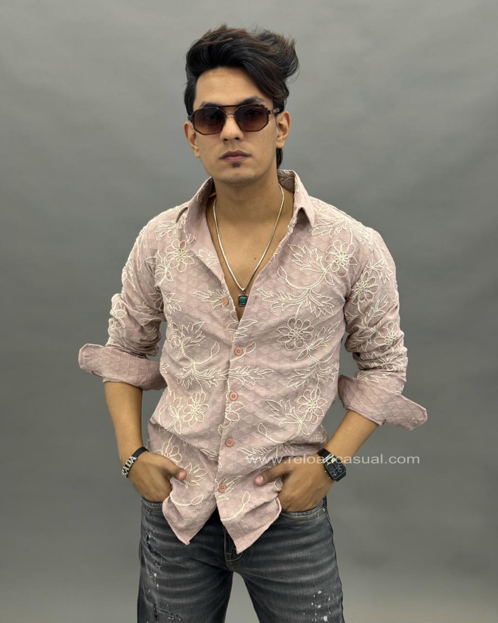 All Over Floral Embroidered Shirt