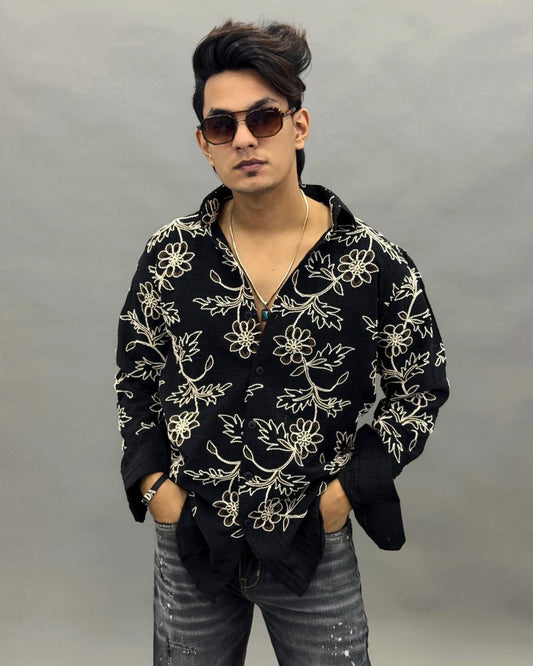 All Over Floral Embroidered Shirt