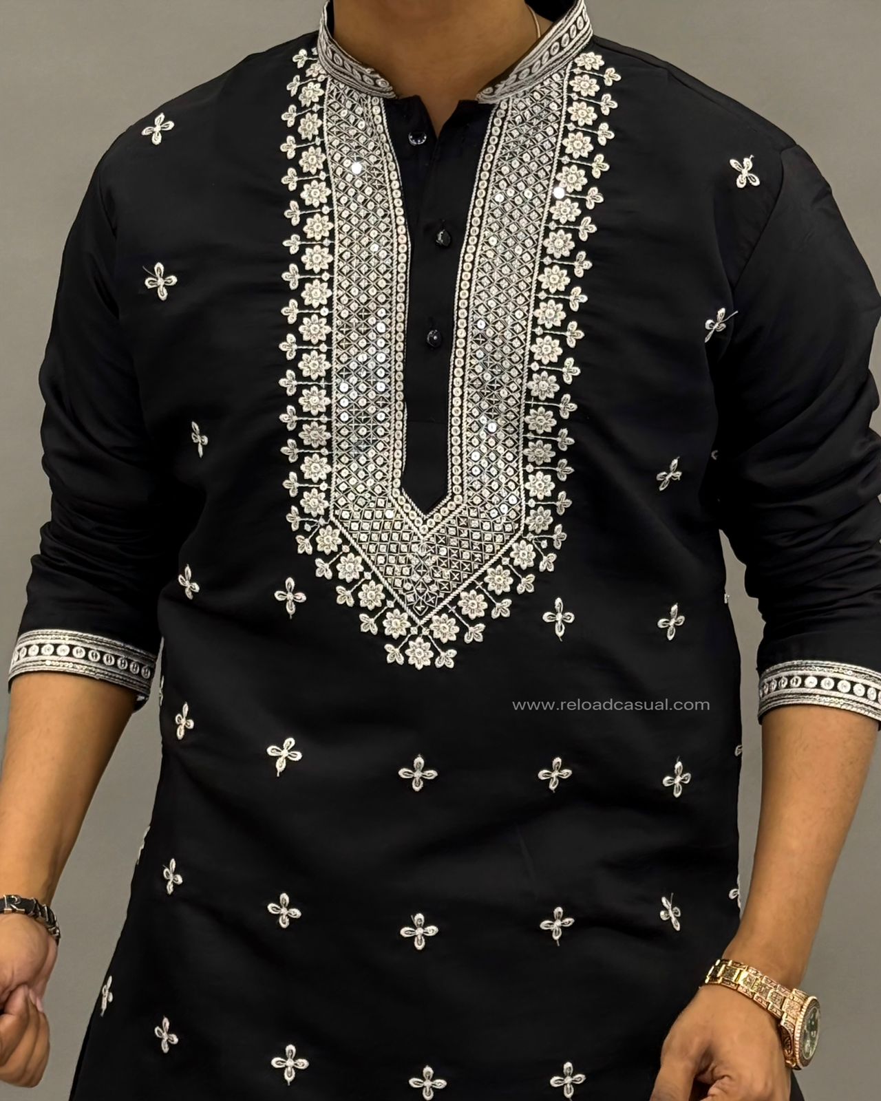 Mirror Work Men Kurta Payjama Combo
