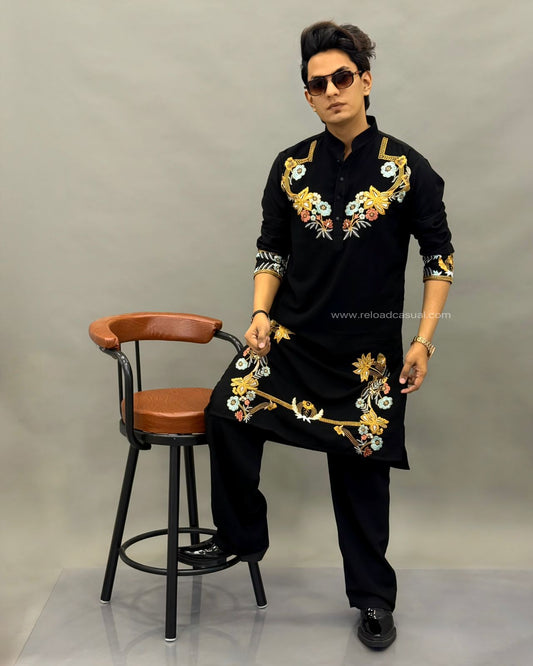 Premium Luxury Floral  Embroidered Kurta Pyjama set