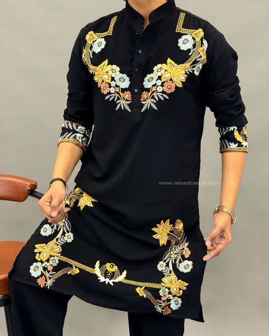 Premium Luxury Floral  Embroidered Kurta Pyjama set