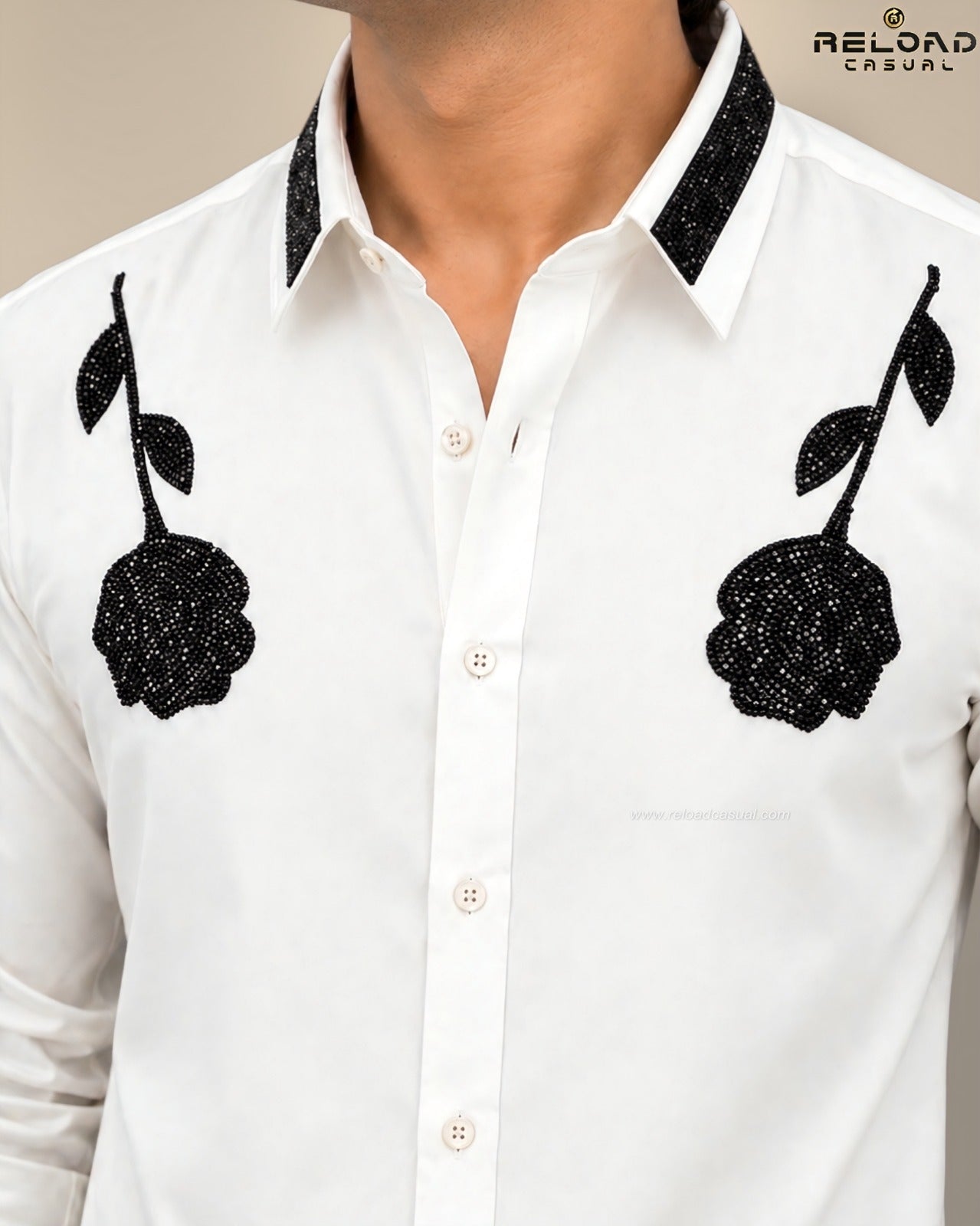 Double Rose Back Line Flock Diamond Shirt