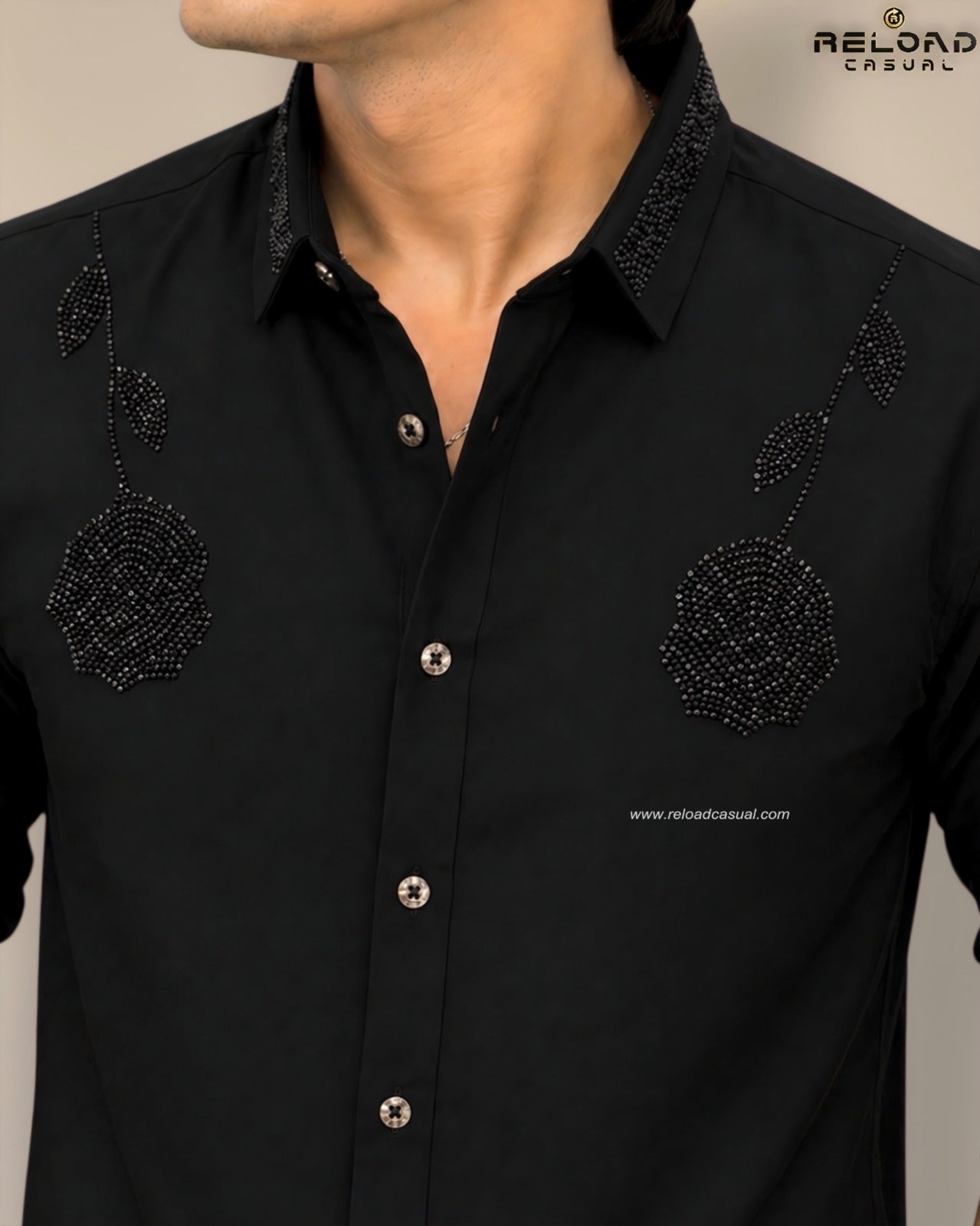 Double Rose Back Line Flock Diamond Shirt