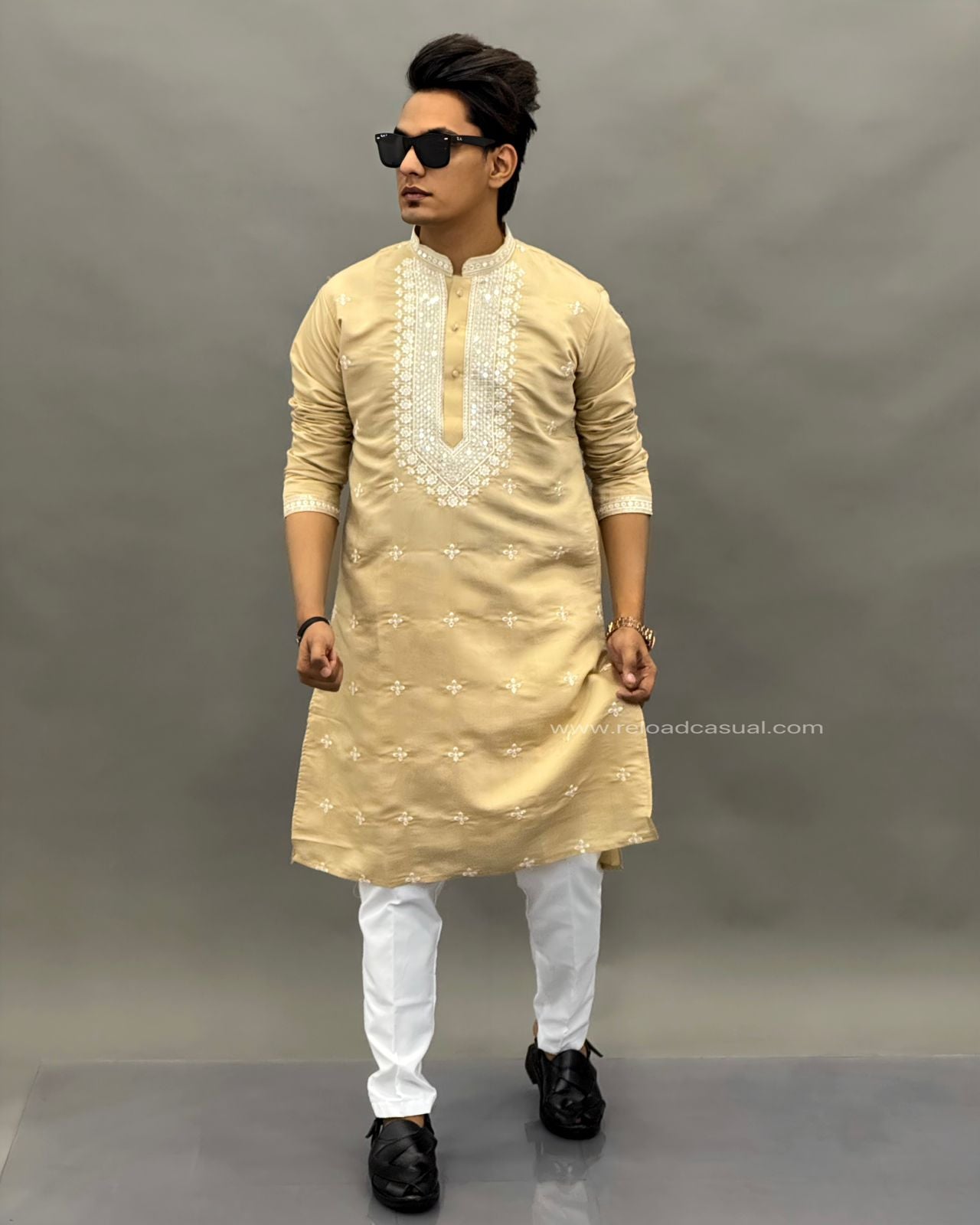 Mirror Work Men Kurta Payjama Combo