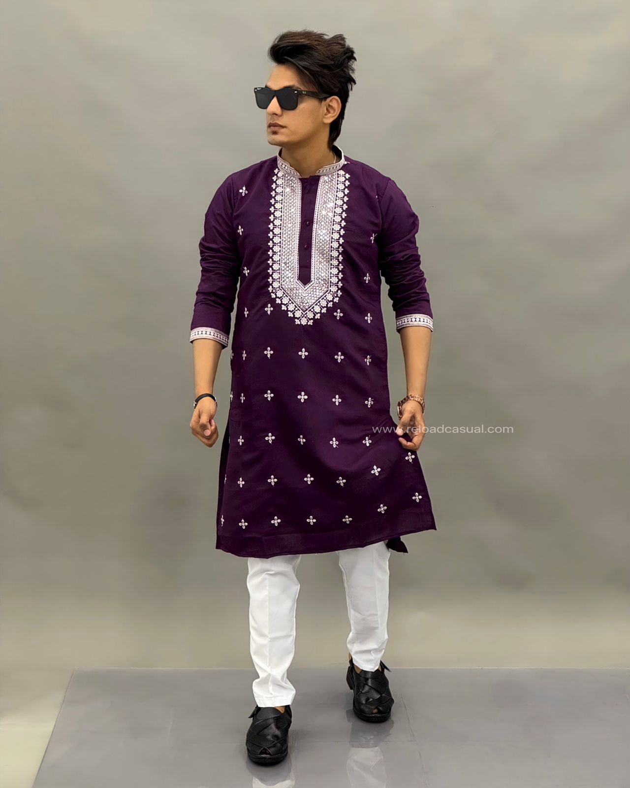 Mirror Work Men Kurta Payjama Combo