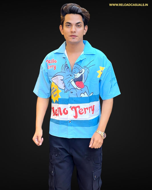 Hello Jerry Imp Print Half Shirt