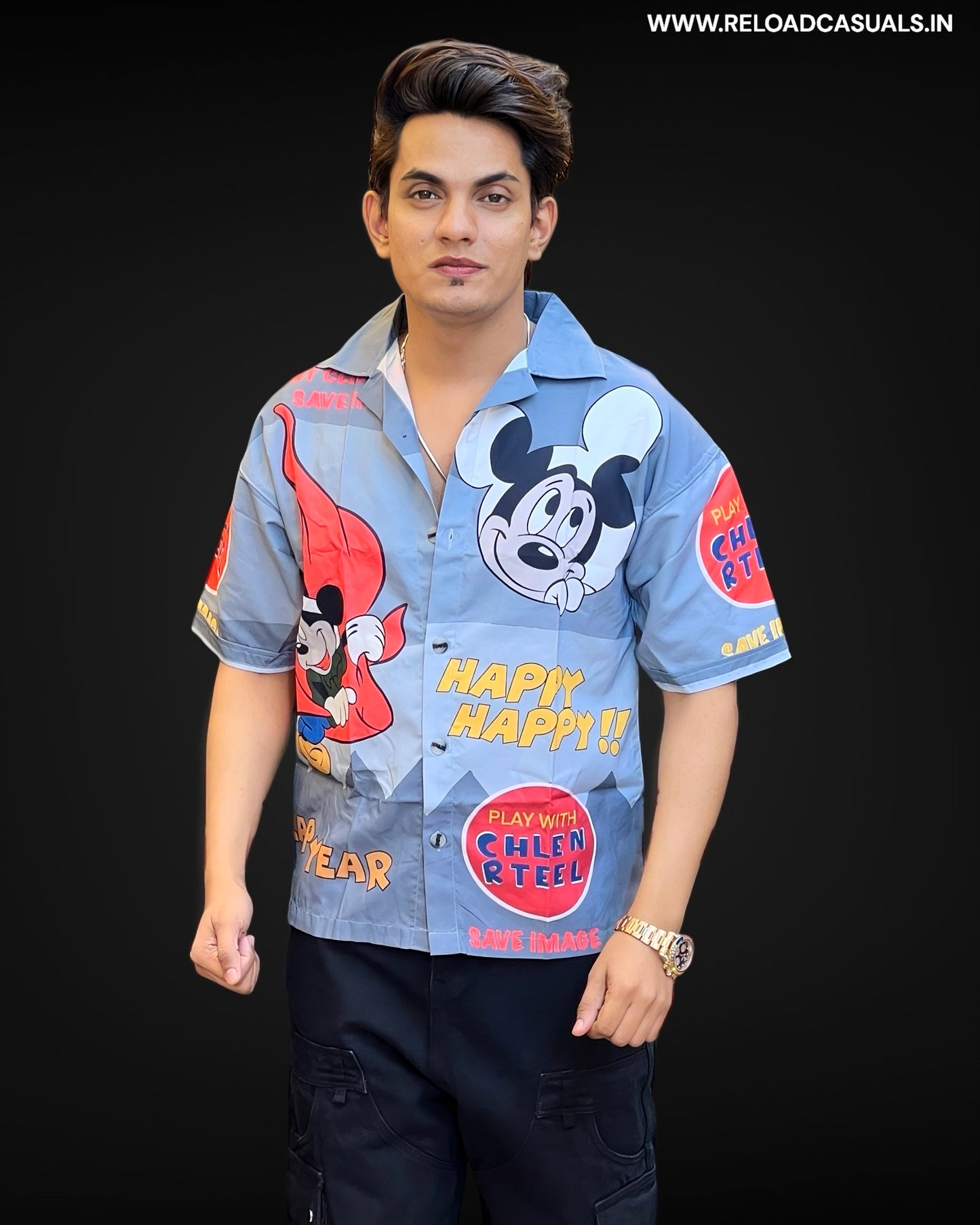 Micky Imp Print Half Shirt