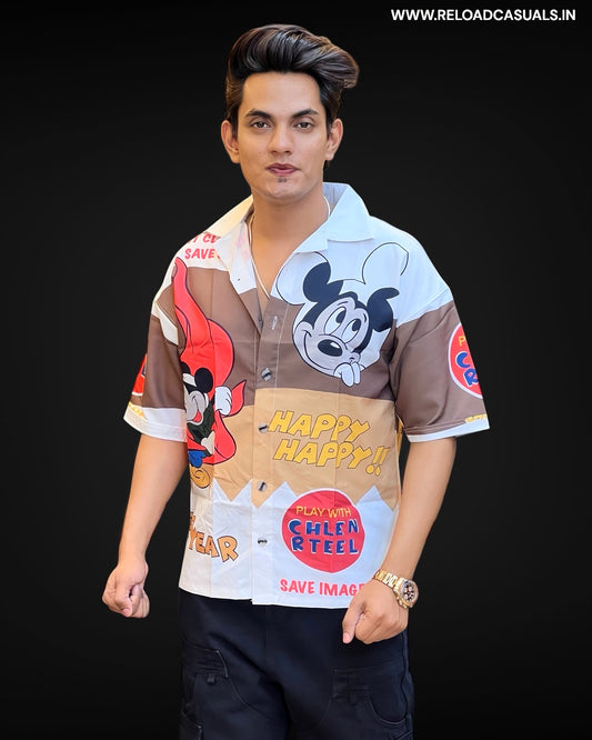 Micky Imp Print Half Shirt