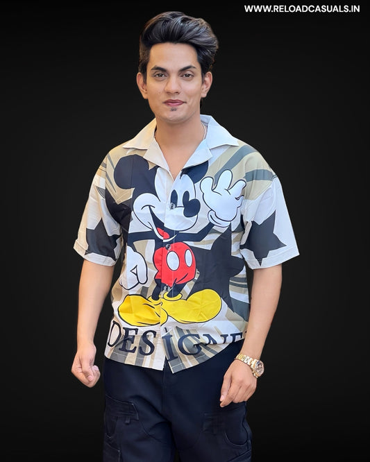 Hello Micky Design Print Half Shirt