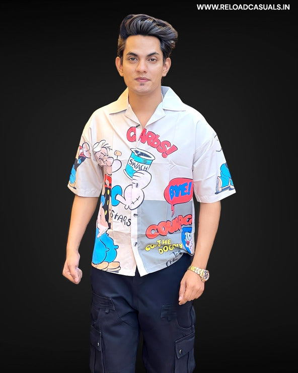 Poppy Design Print Half Shirt