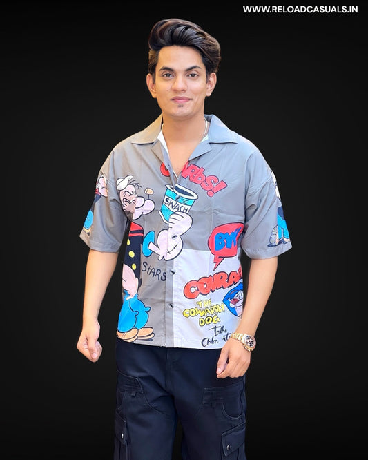 Poppy Design Print Half Shirt