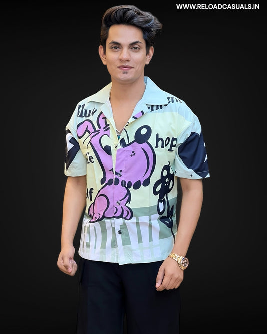 Urban Trend Men's Print Half Shirt