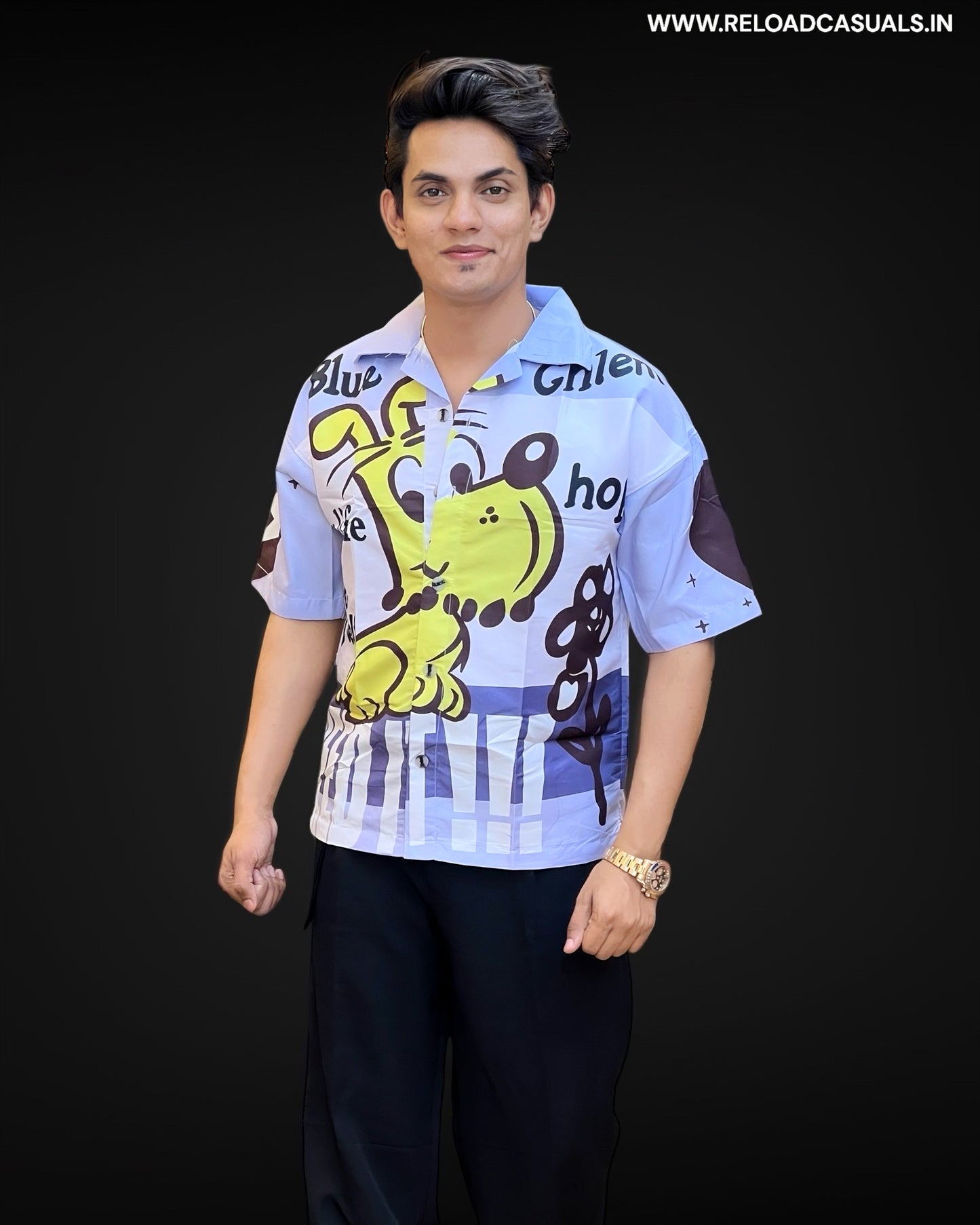 Urban Trend Men's Print Half Shirt